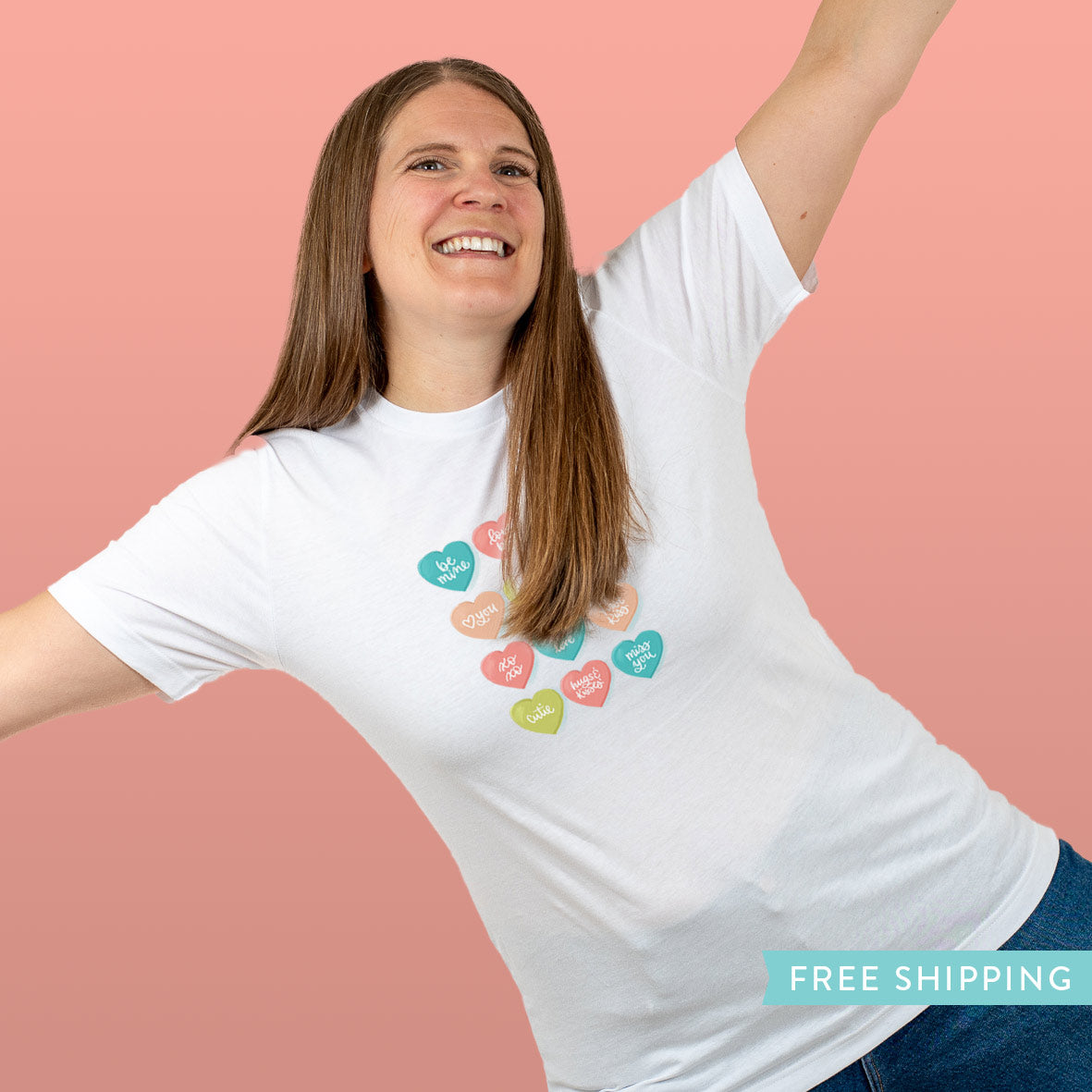 Valentine's Day T-Shirt Candy Hearts - White