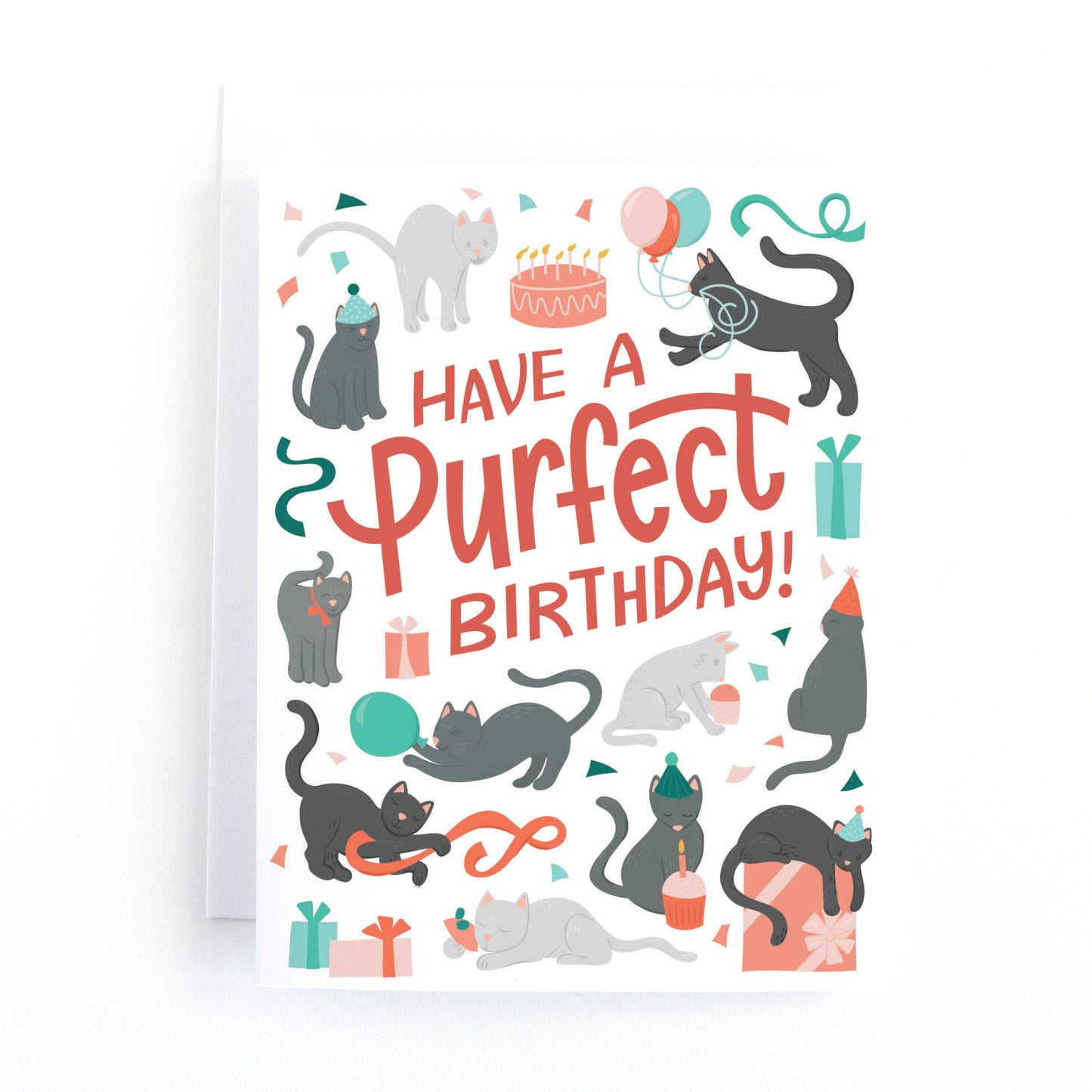 Cat themed birthday card with an eye spy activity.