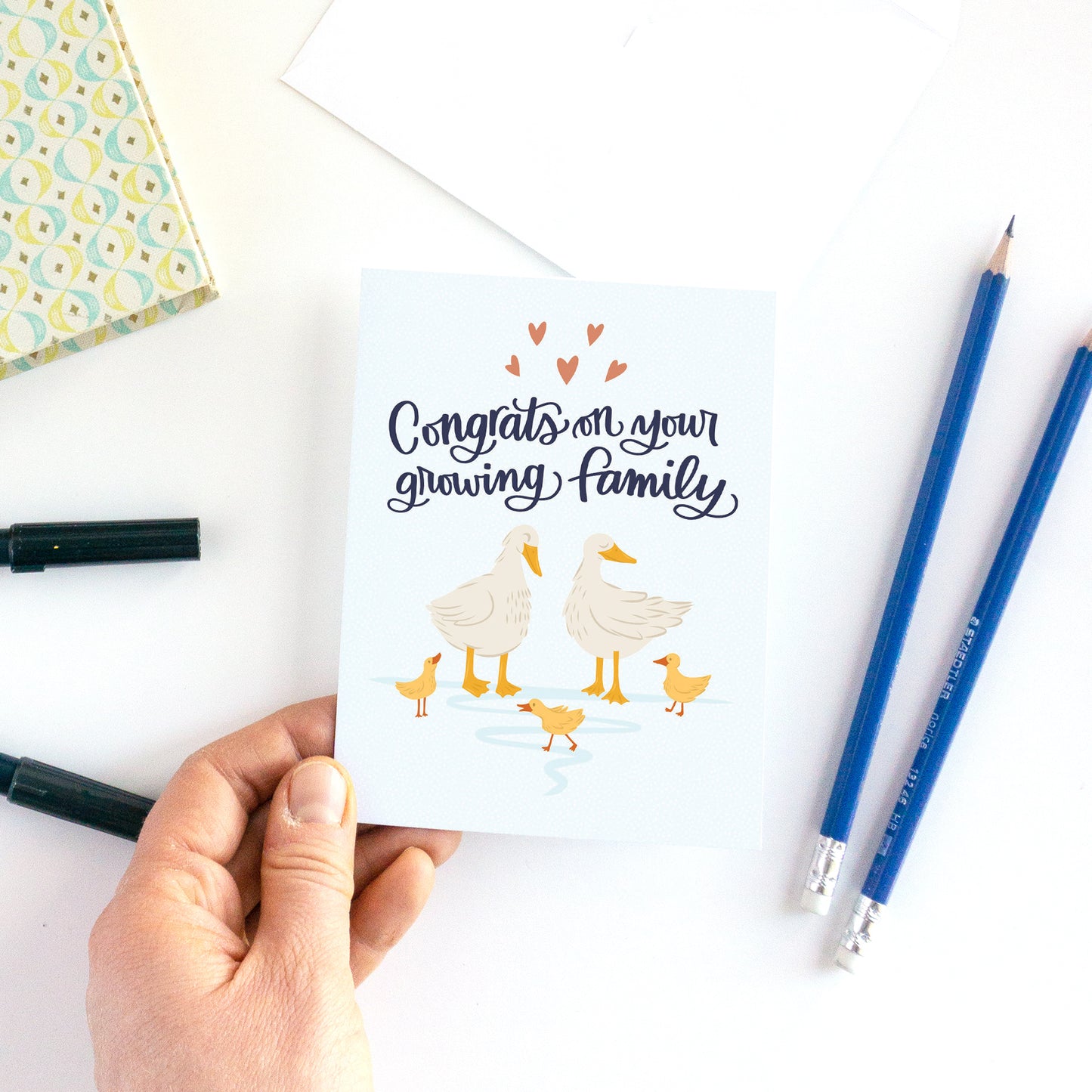 Congrats on your growing family Duckling New Baby Card