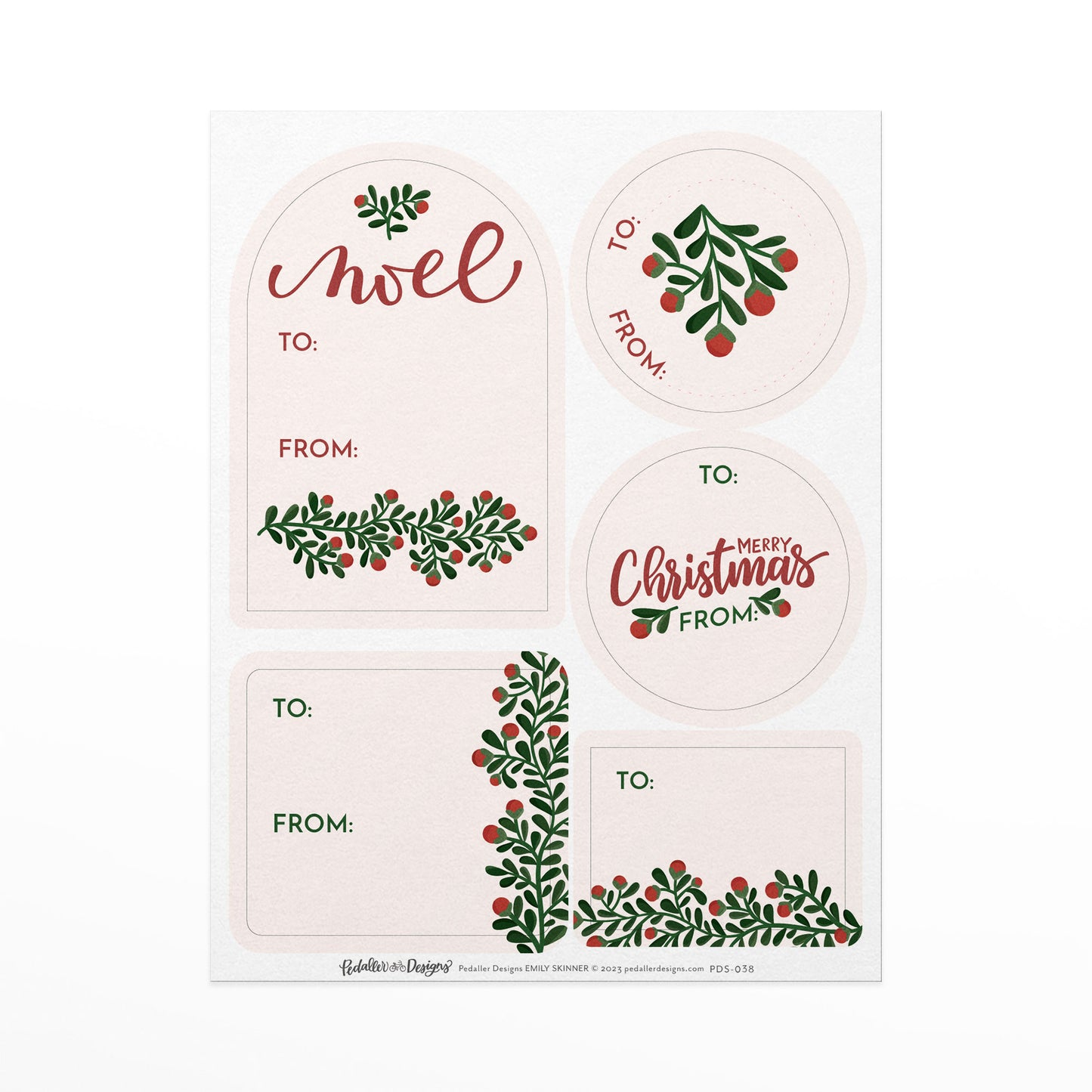 Christmas Greenery Gift Tag Sticker Sheet Set