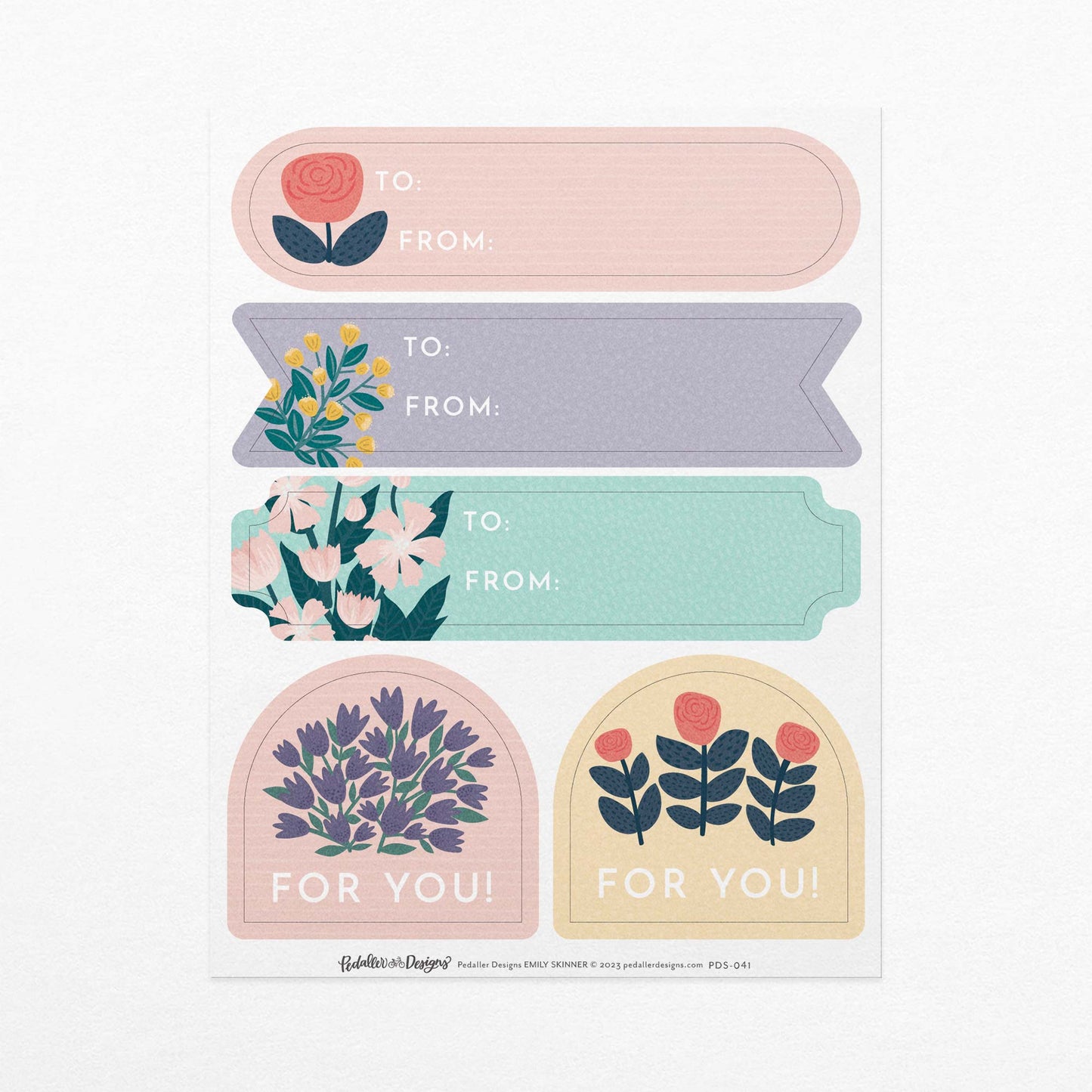 Floral Birthday Gift Tag Sticker Sheet Set