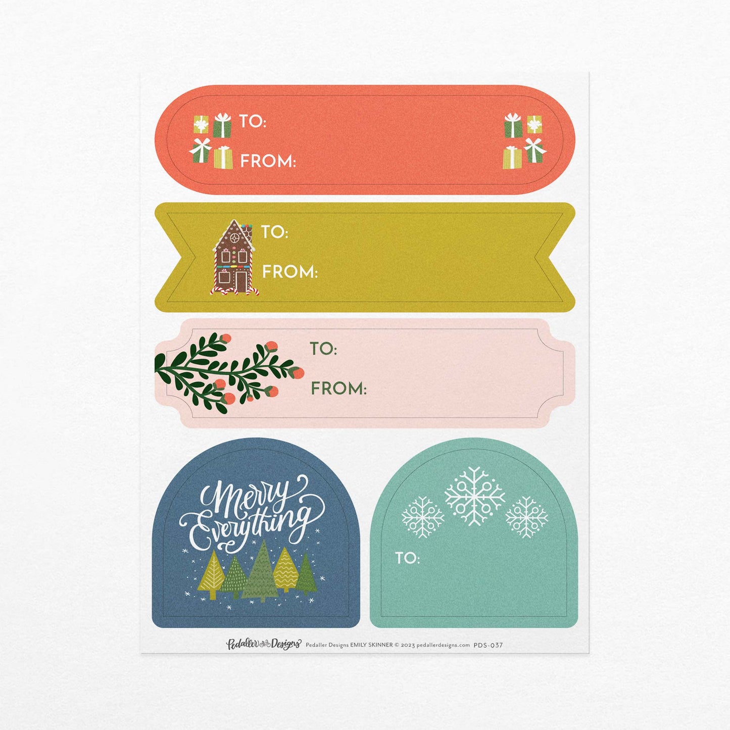 Christmas Gift Tag Sticker Sheet Set