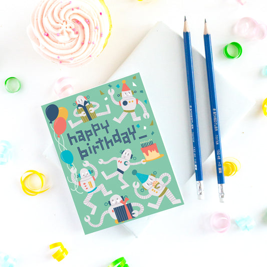 Robot Birthday Card for Kids