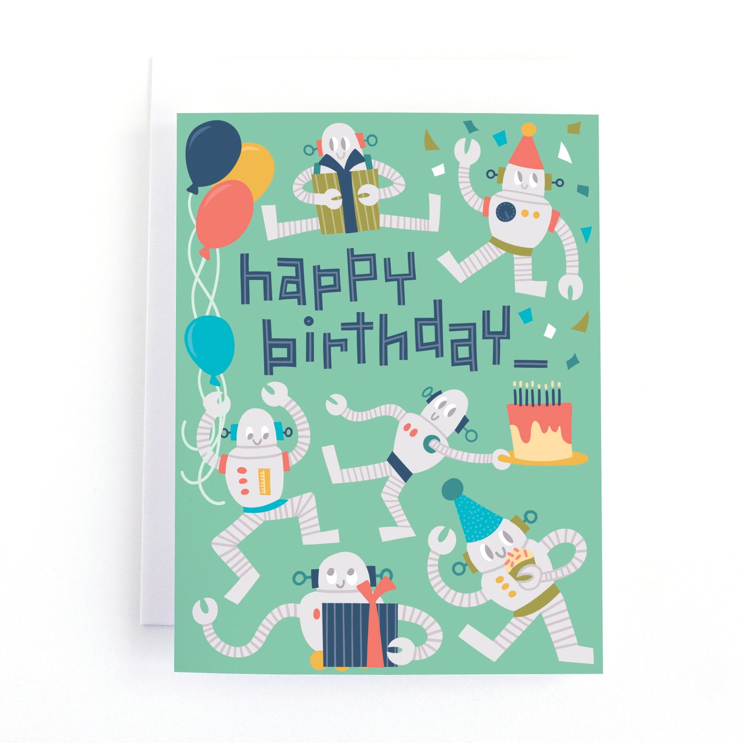 Robot themed birthday card for kids