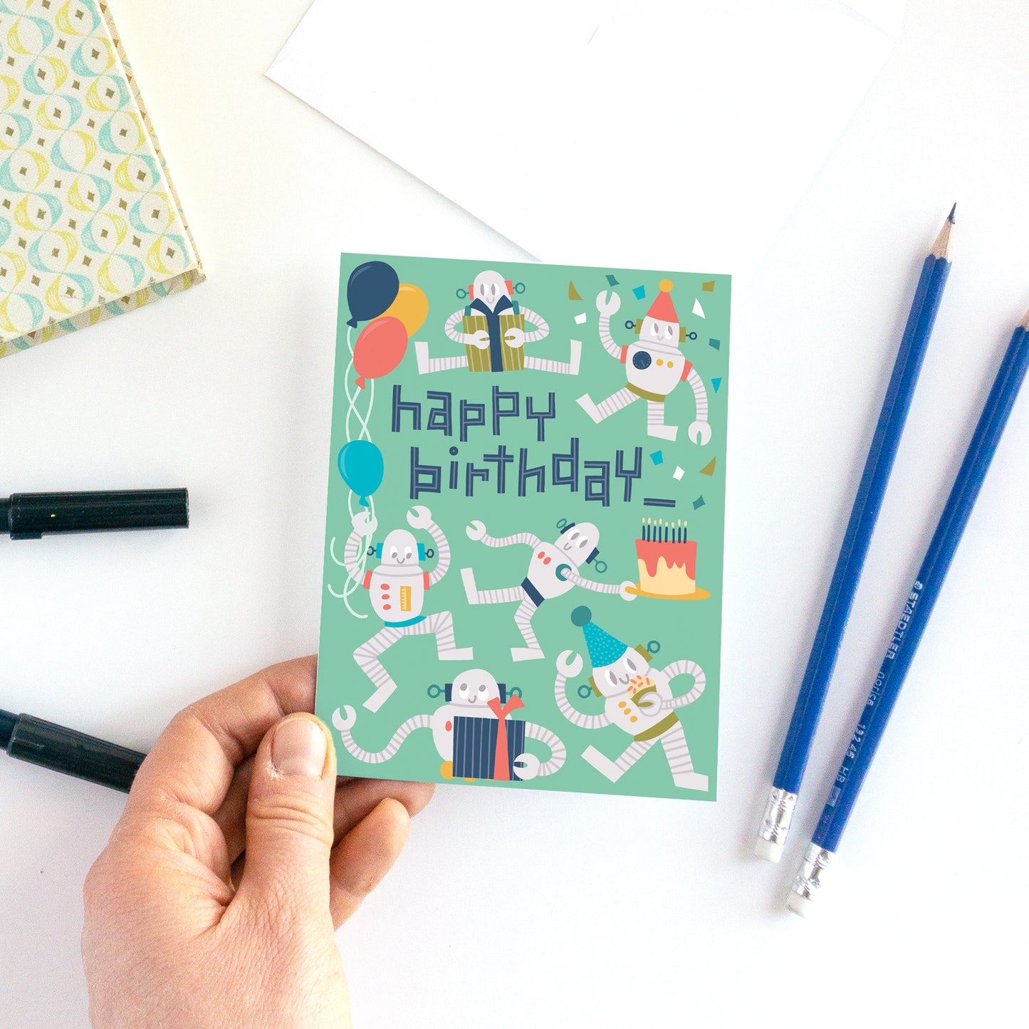 Robot Birthday Card for Kids