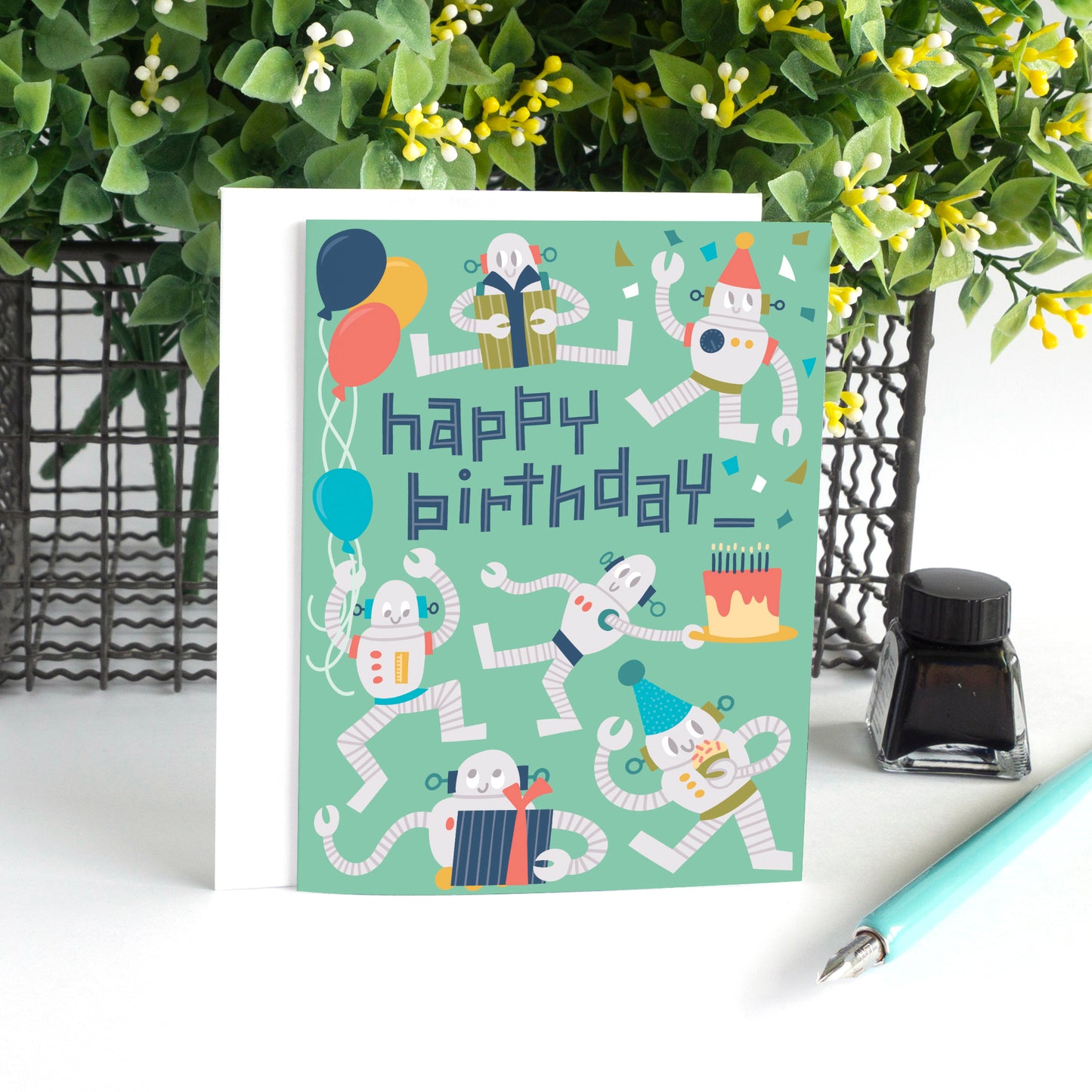 Robot Birthday Card for Kids