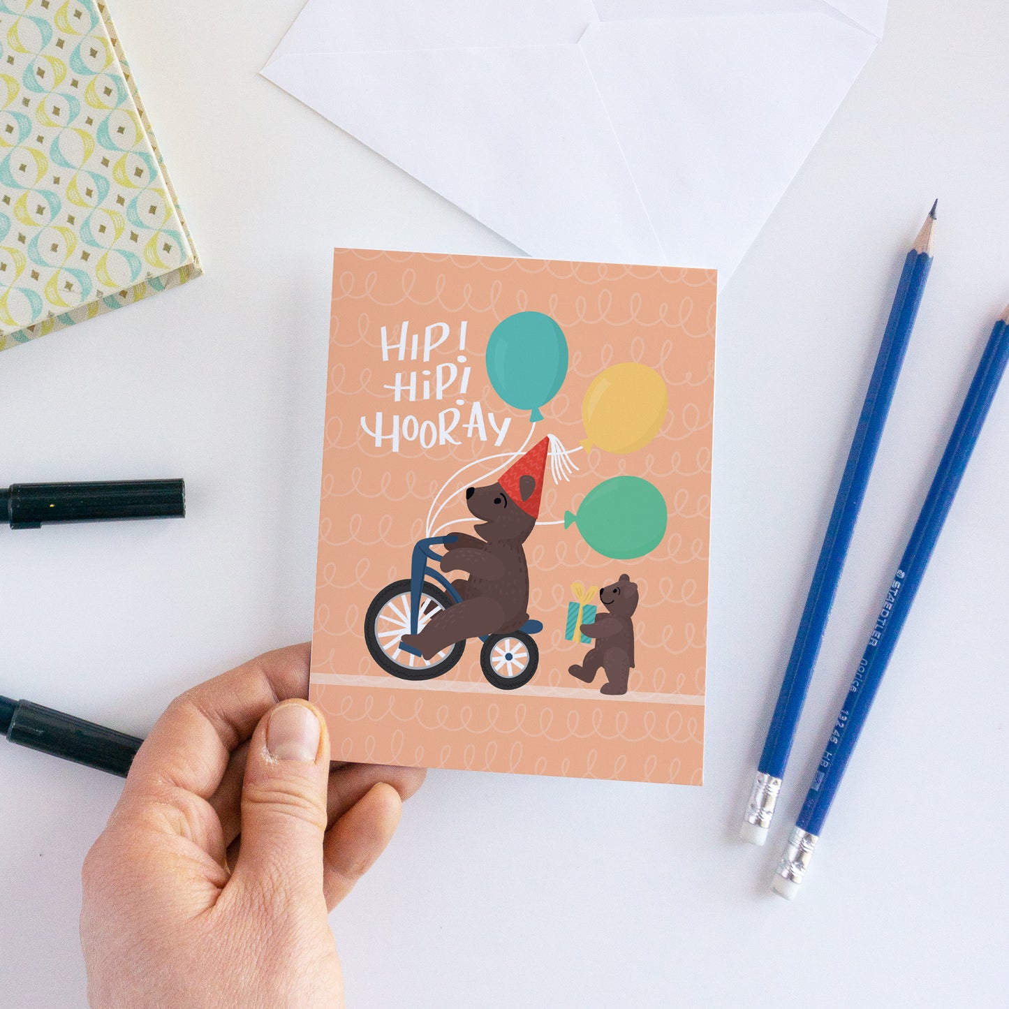 Hip Hip Hooray Bear Birthday Card