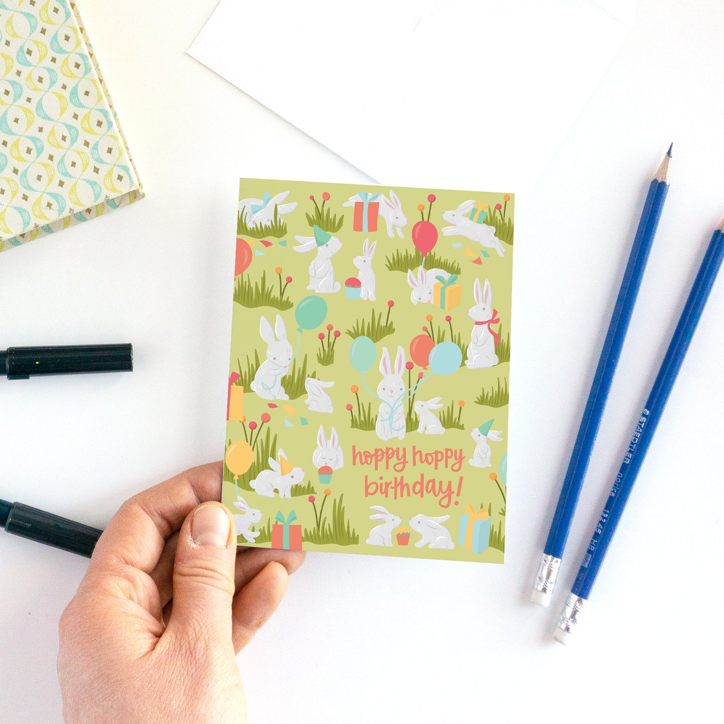 Bunny Rabbit Birthday Card for Kids