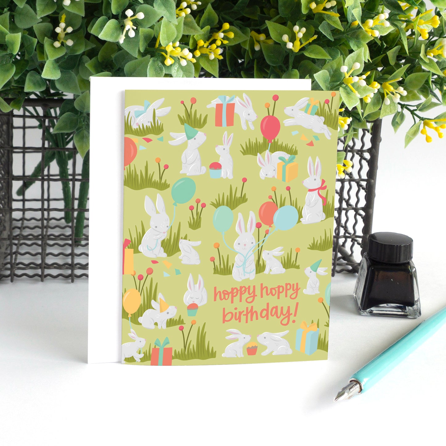 Bunny Rabbit Birthday Card for Kids