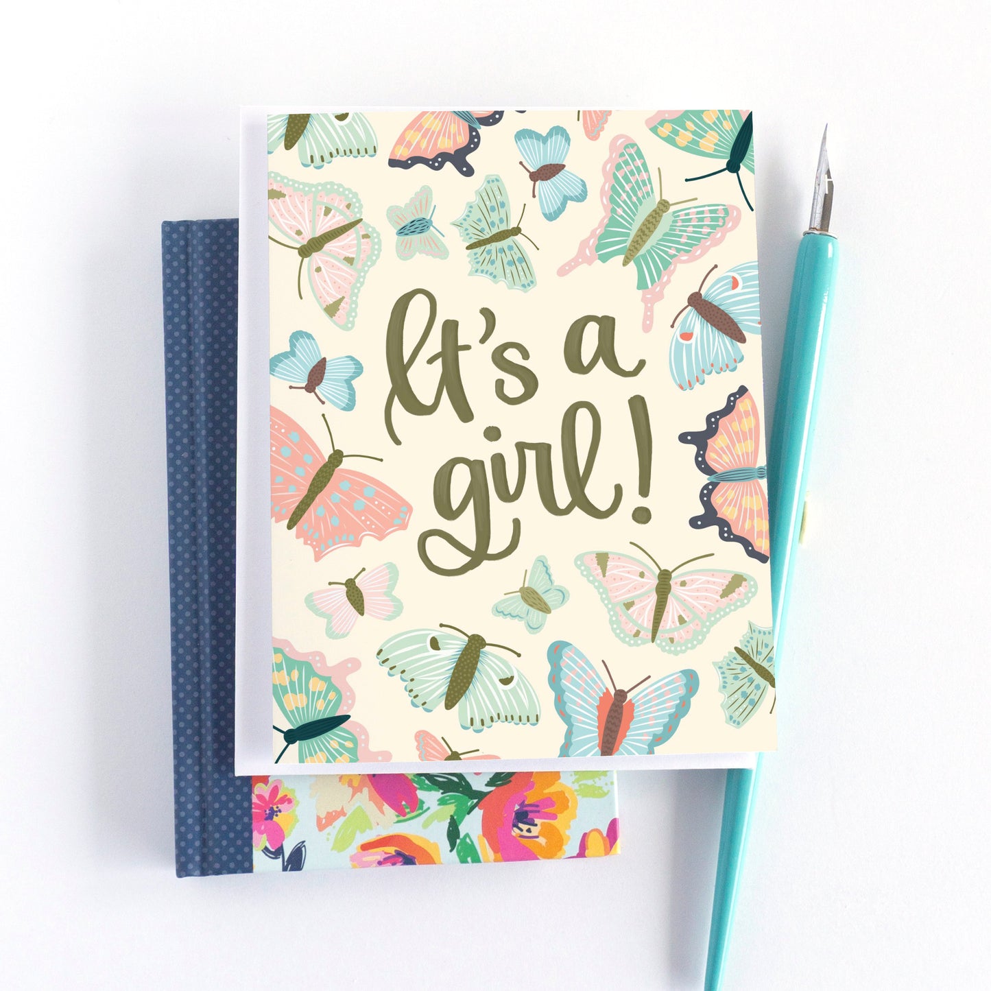 It's a Girl Butterfly Card for New Baby