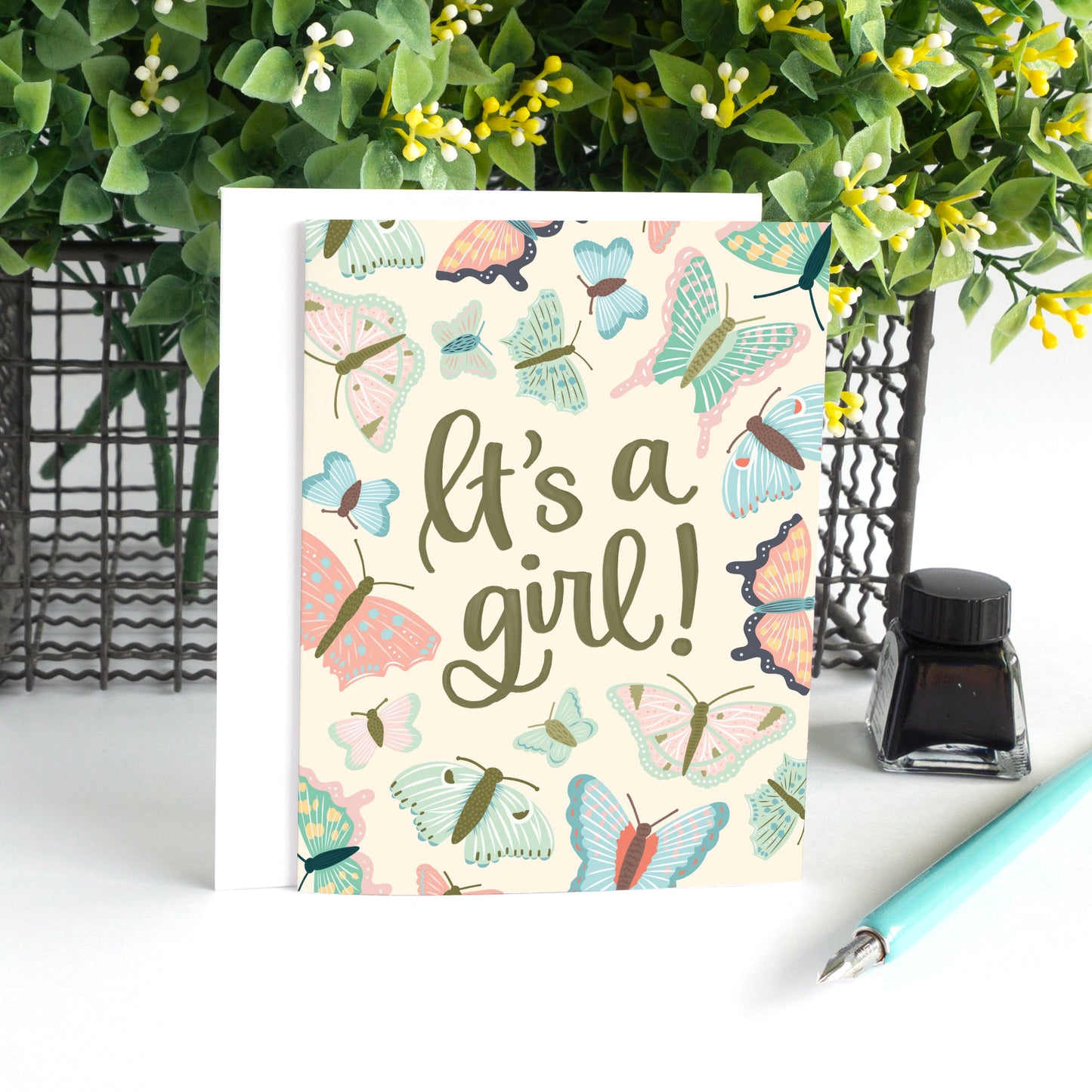 It's a Girl Butterfly Card for New Baby