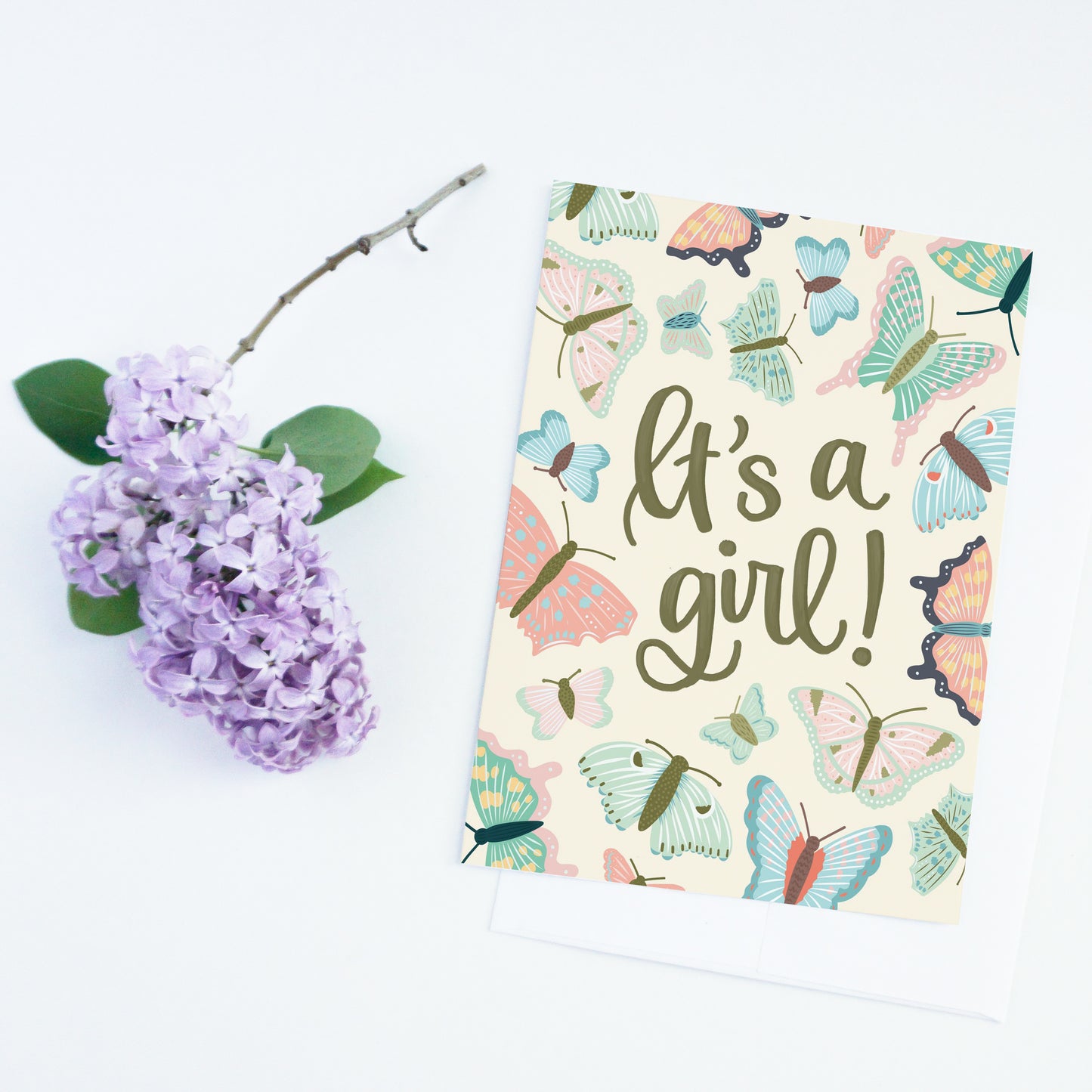 It's a Girl Butterfly Card for New Baby