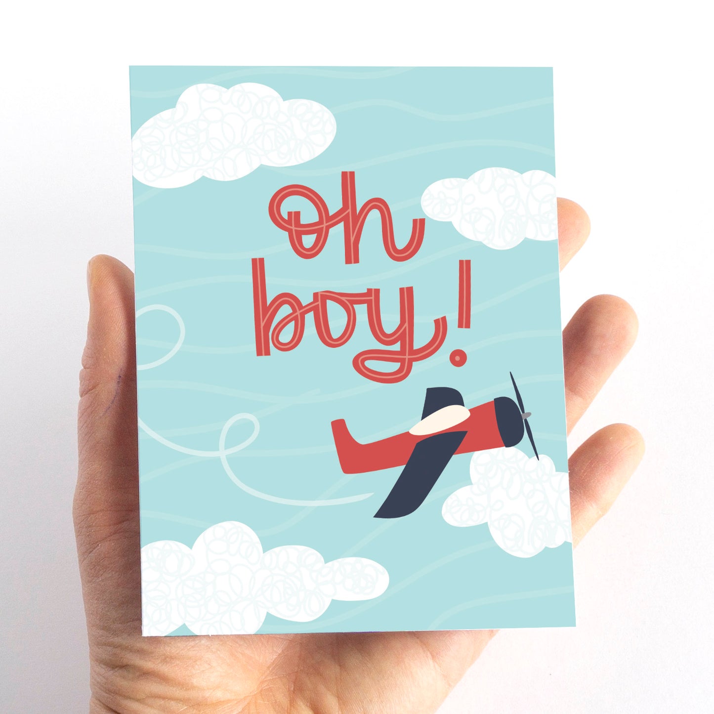 Oh Boy! Airplane Baby Shower Card