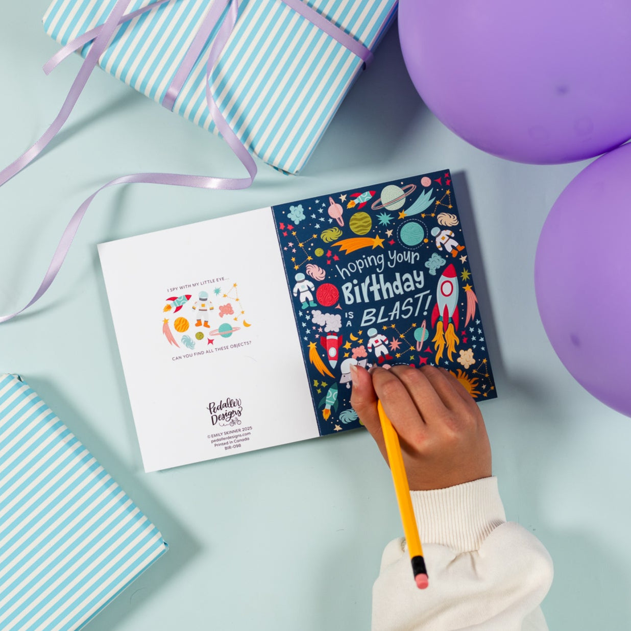 Eye Spy Space Birthday Card for Kids