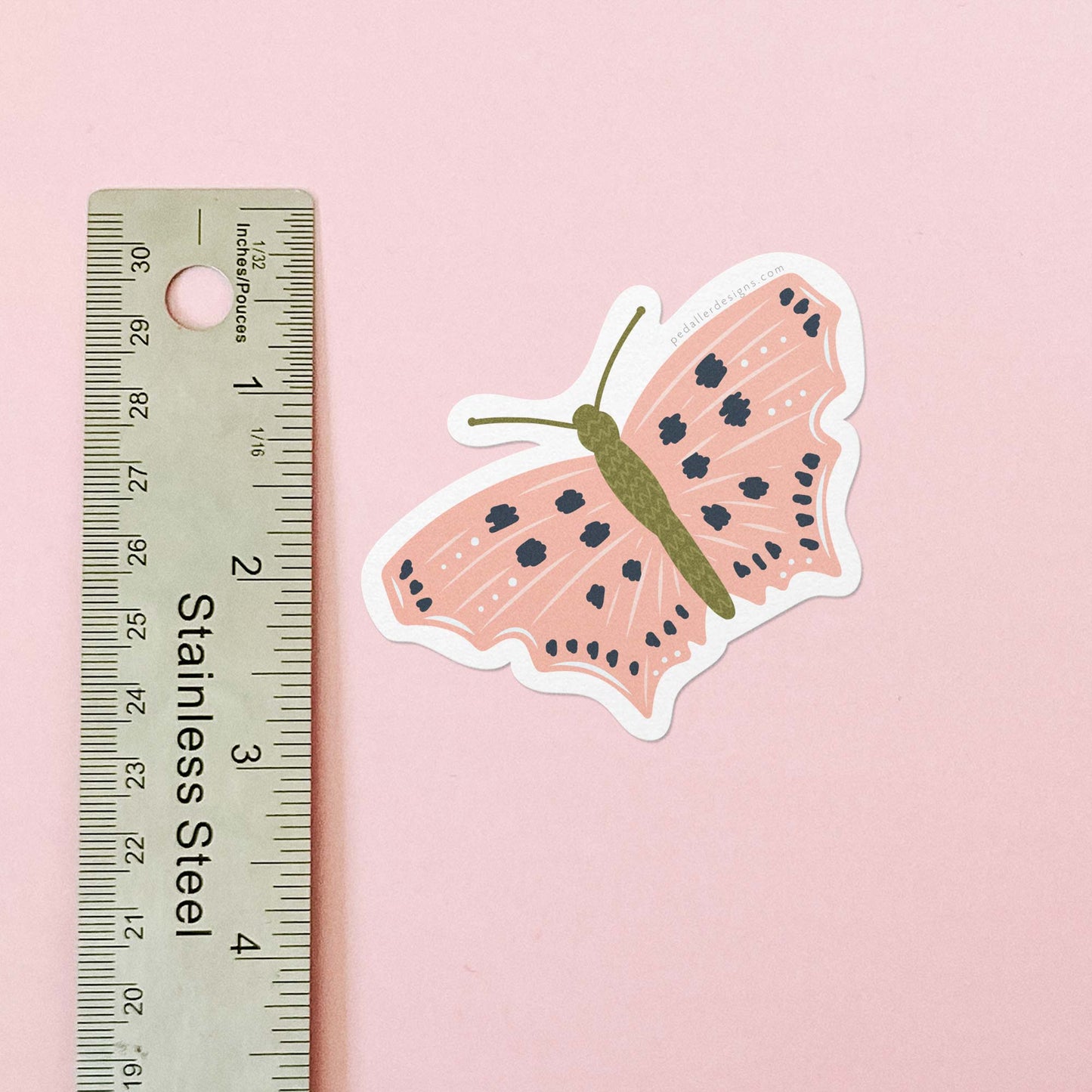 Pink Butterfly Vinyl Sticker