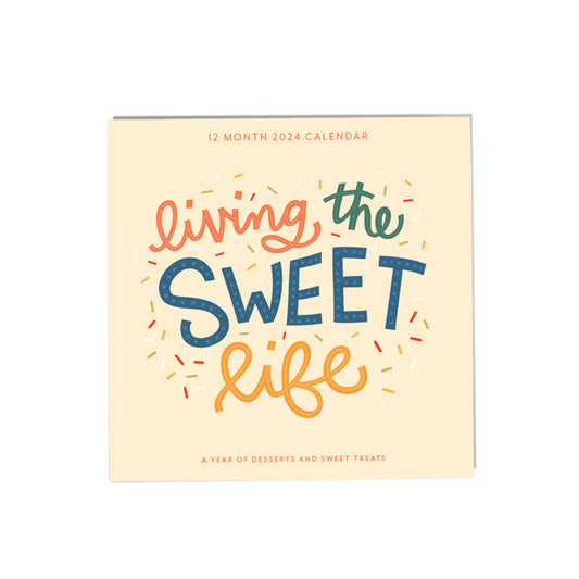 12 month illustrated wall calendar featuring dessert recipe illustrations