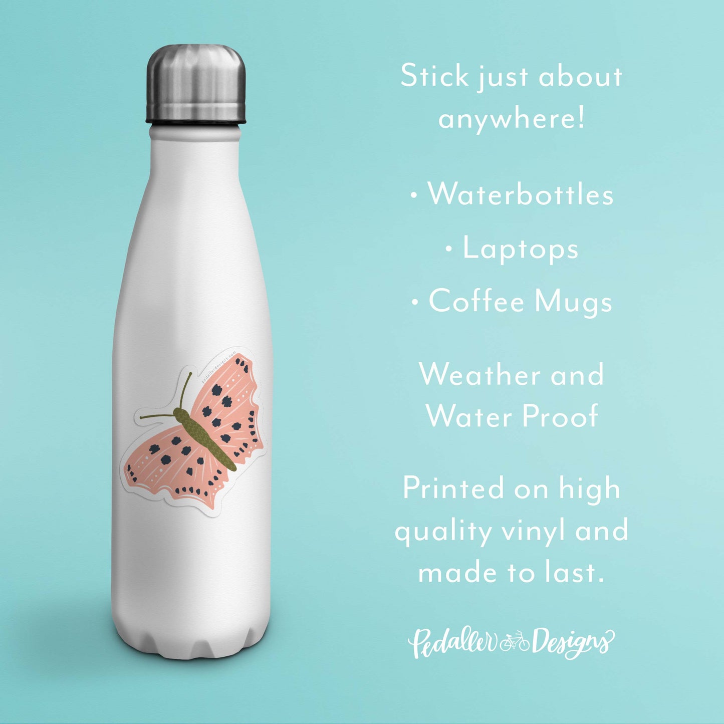 Pink Butterfly Vinyl Sticker