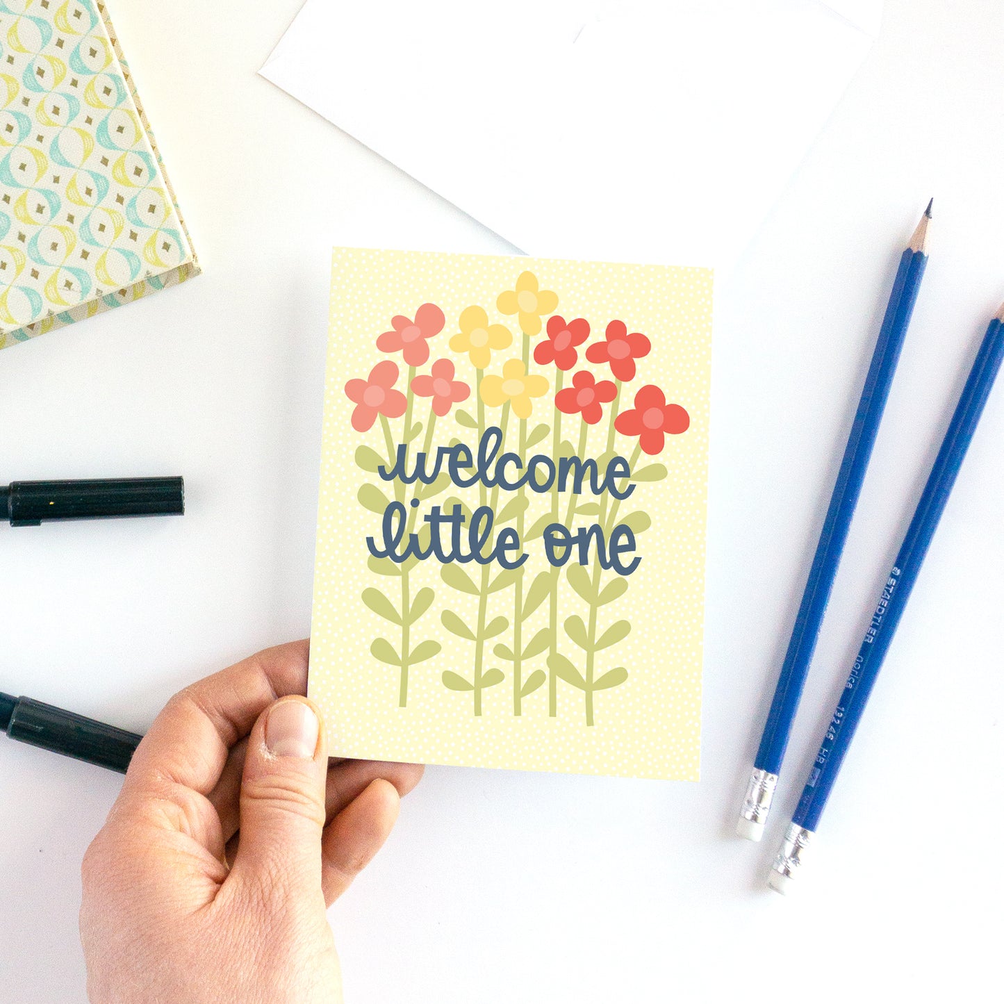 Cute Floral New Baby Card