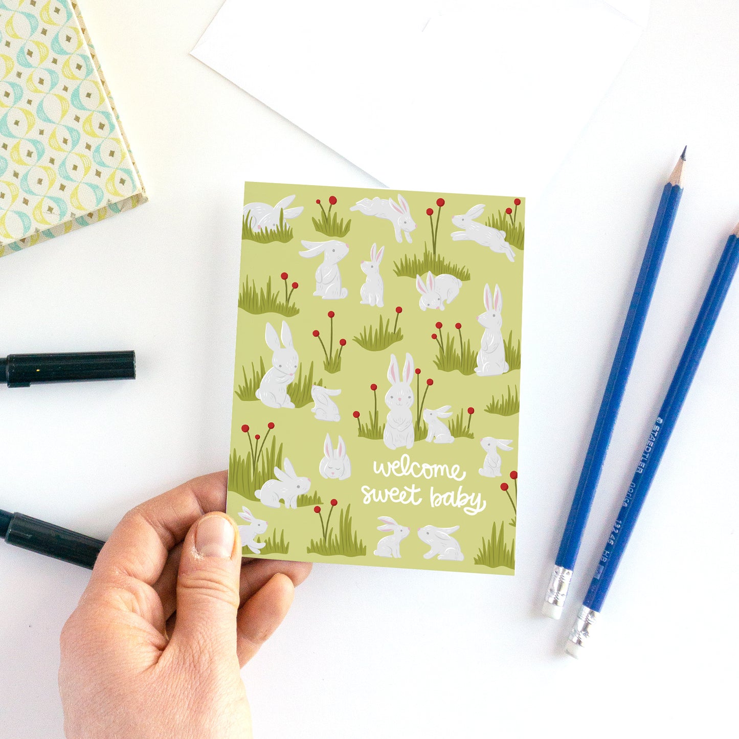 Bunny Rabbit New Baby Card