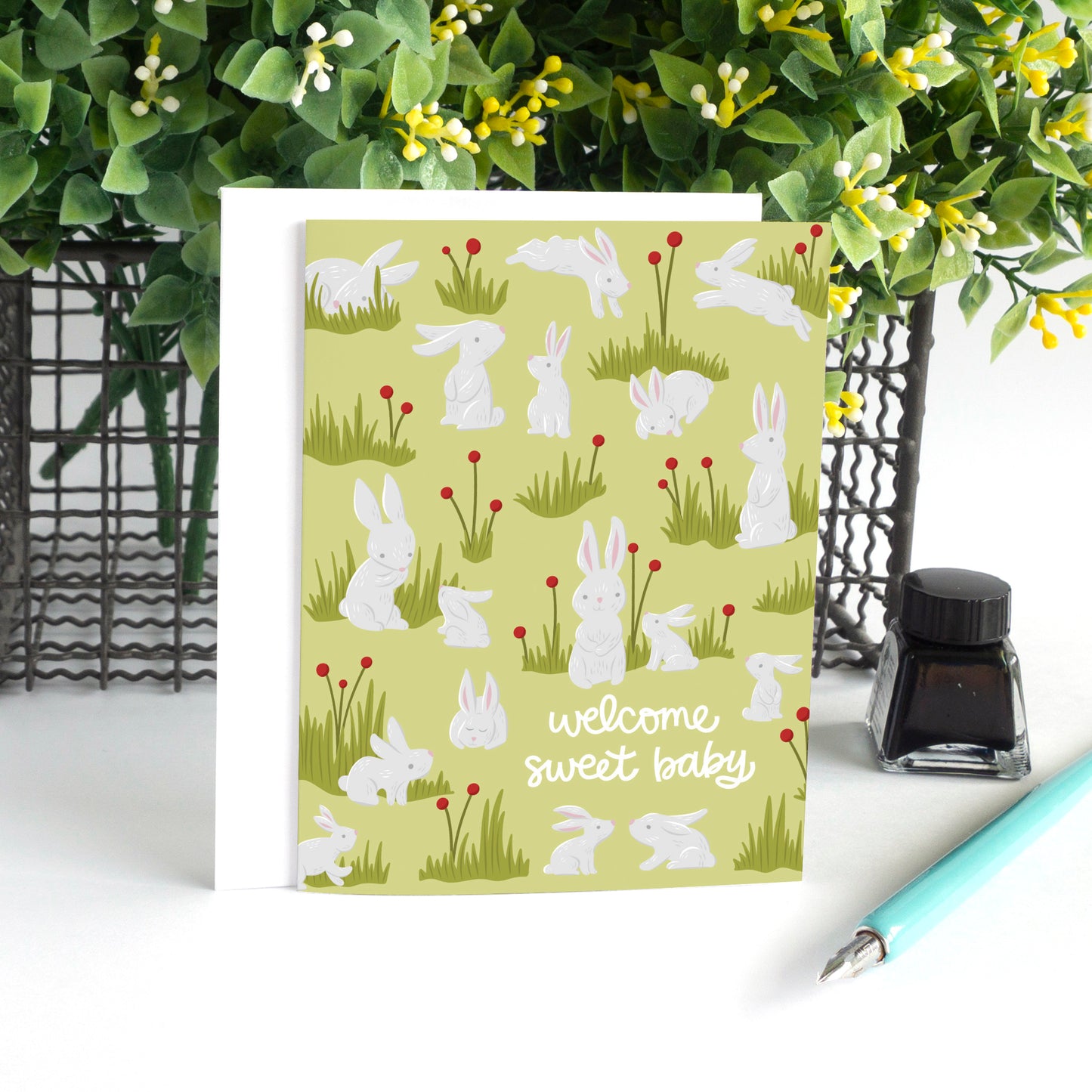 Bunny Rabbit New Baby Card