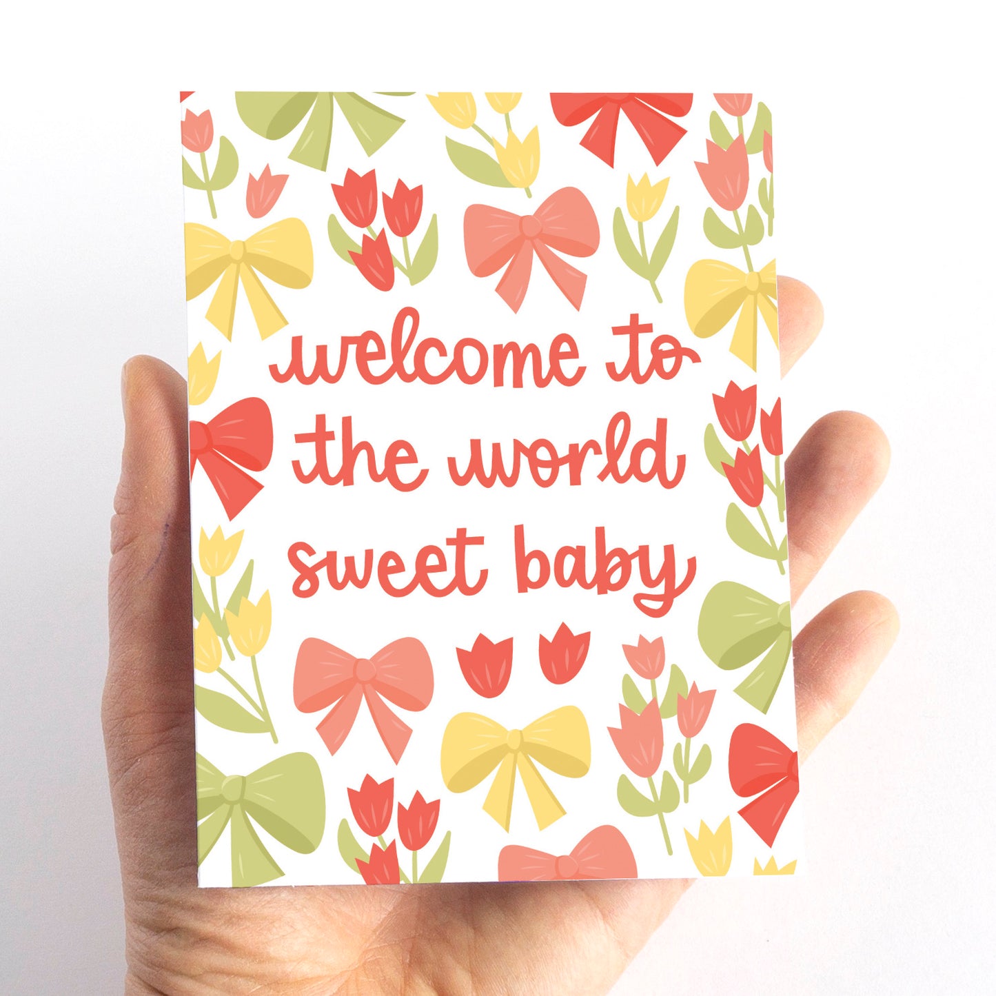 Bows and Flowers Baby Shower Card