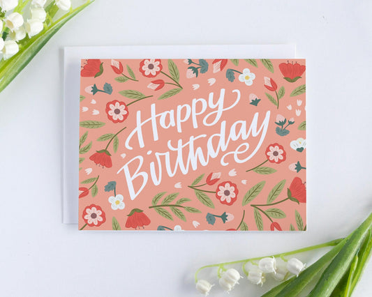 Floral Happy Birthday Card