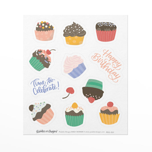 Birthday Cupcakes Sticker Sheet