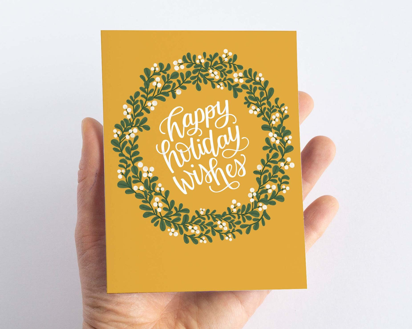 Happy Holidays Wishes Christmas Wreath Card