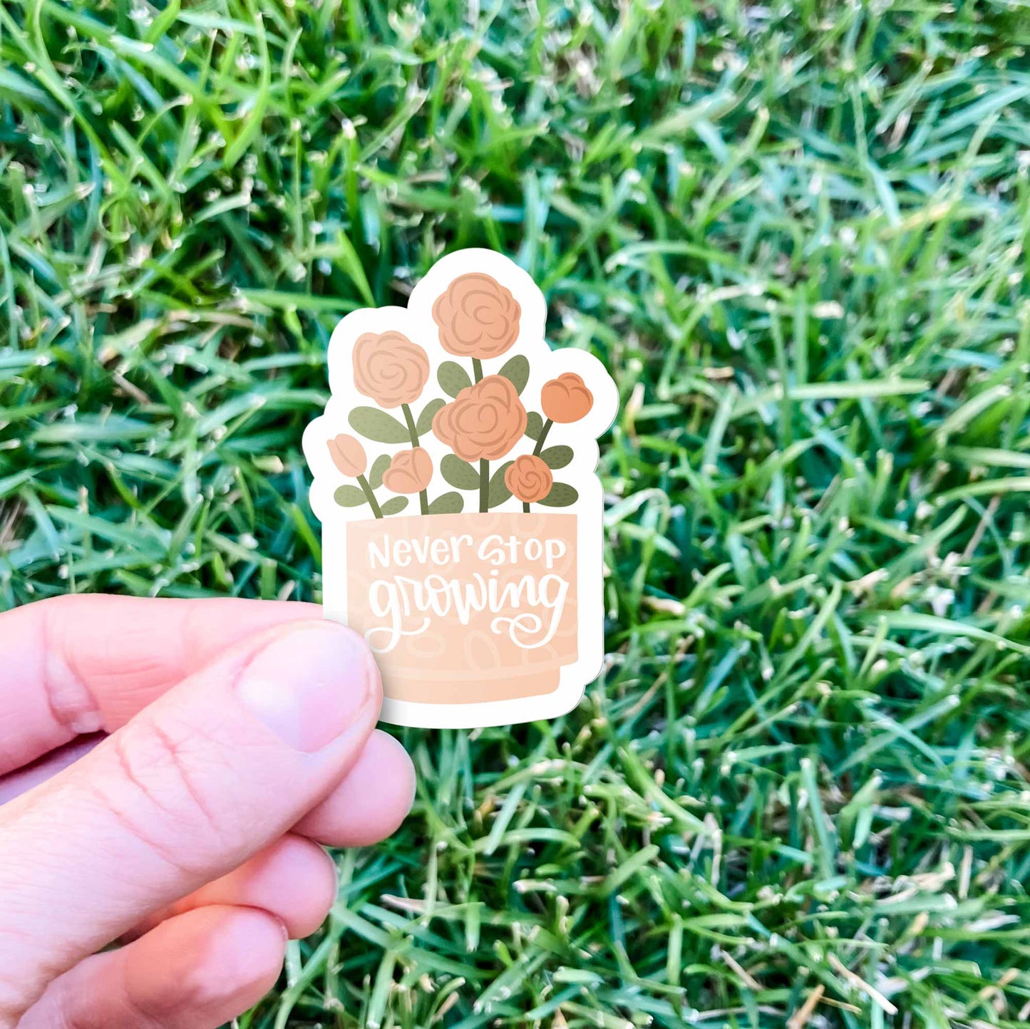 Never Stop Growing Floral Motivational Sticker