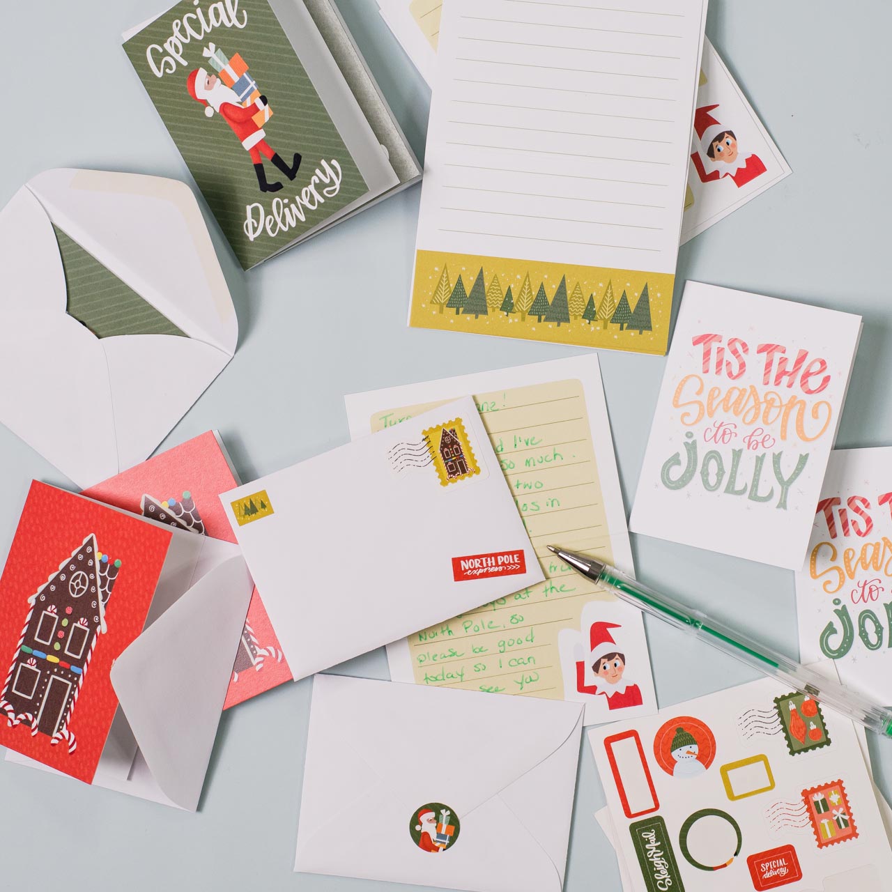 Christmas Elf on the Shelf Cards Set