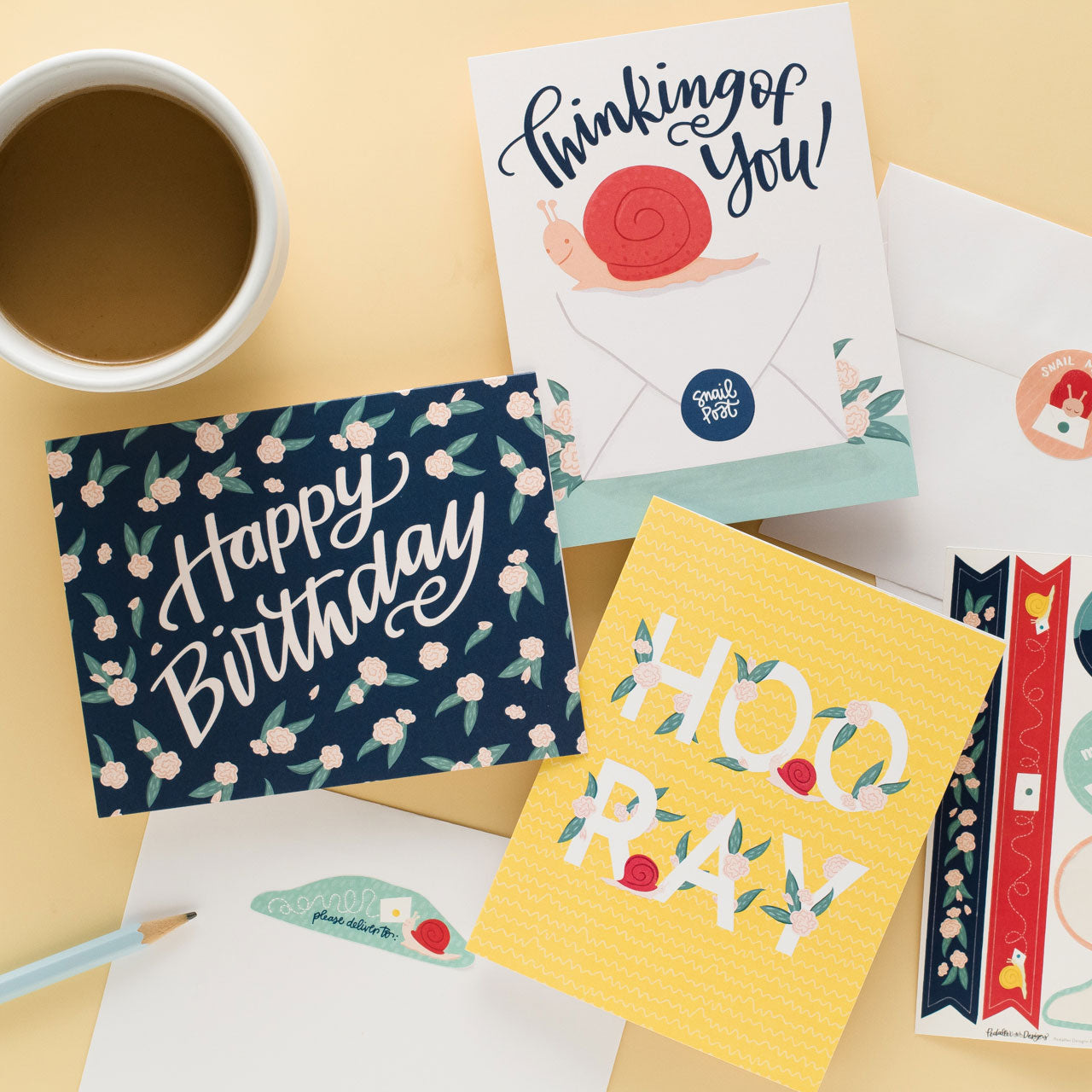 Snail Mail Stationery Set with Matching Stickers