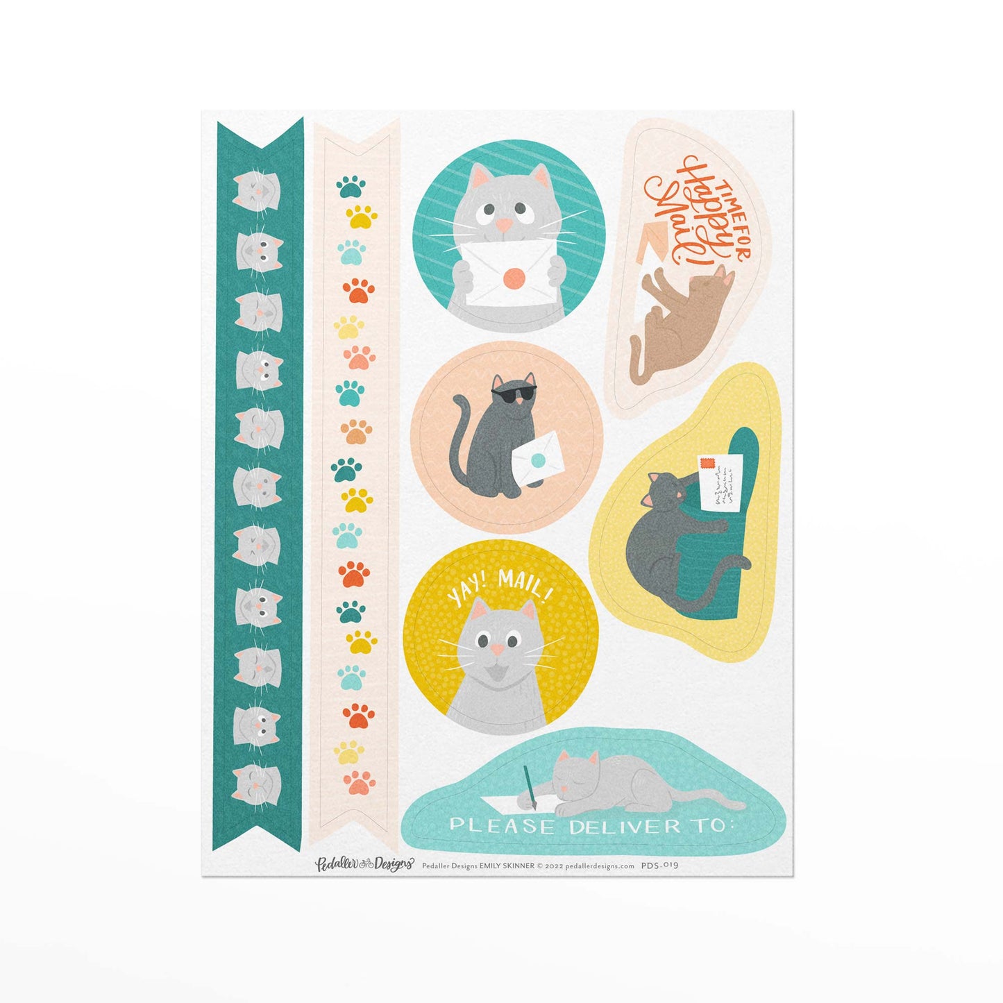 Cat Themed Stationery Set with Matching Stickers