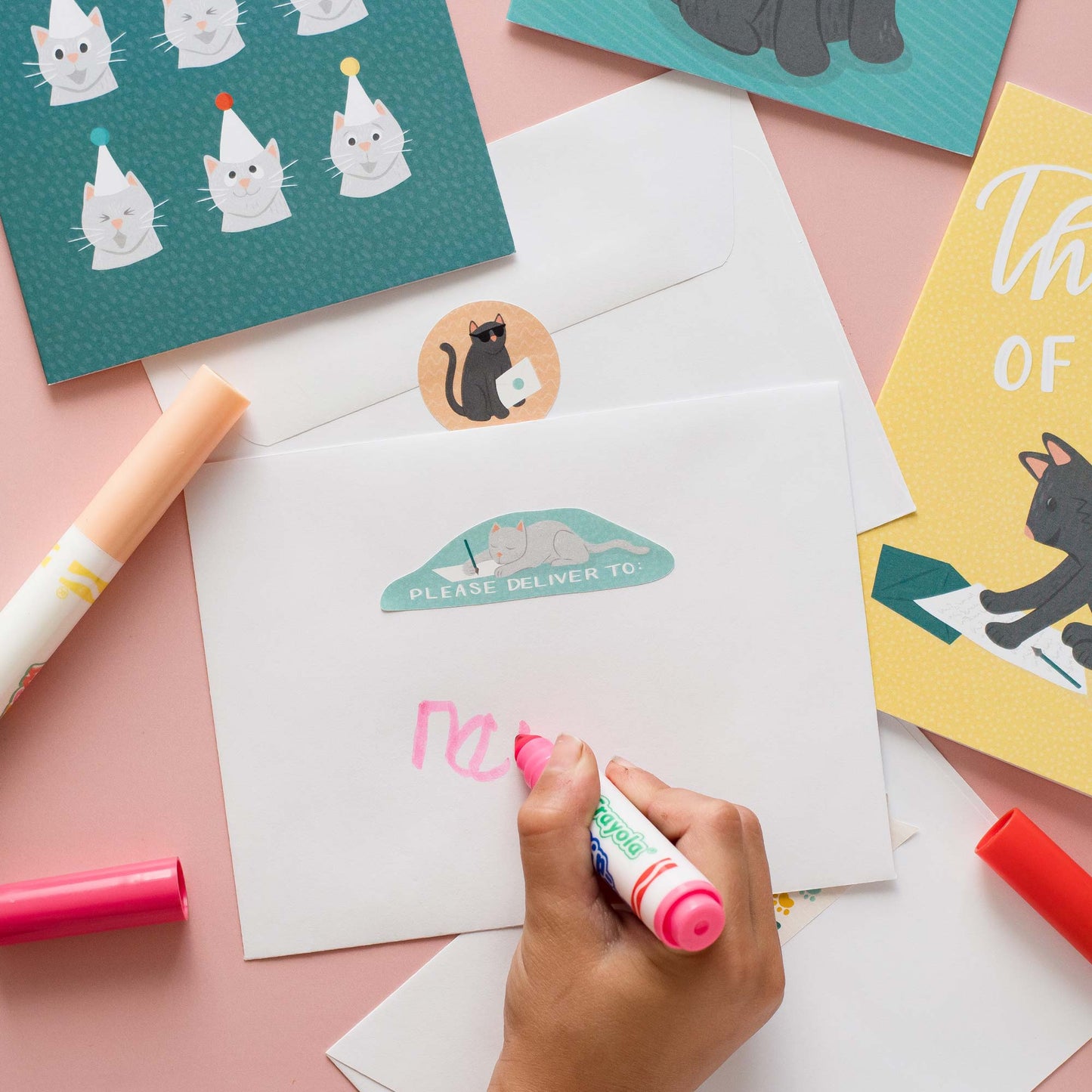 Cat Themed Stationery Set with Matching Stickers
