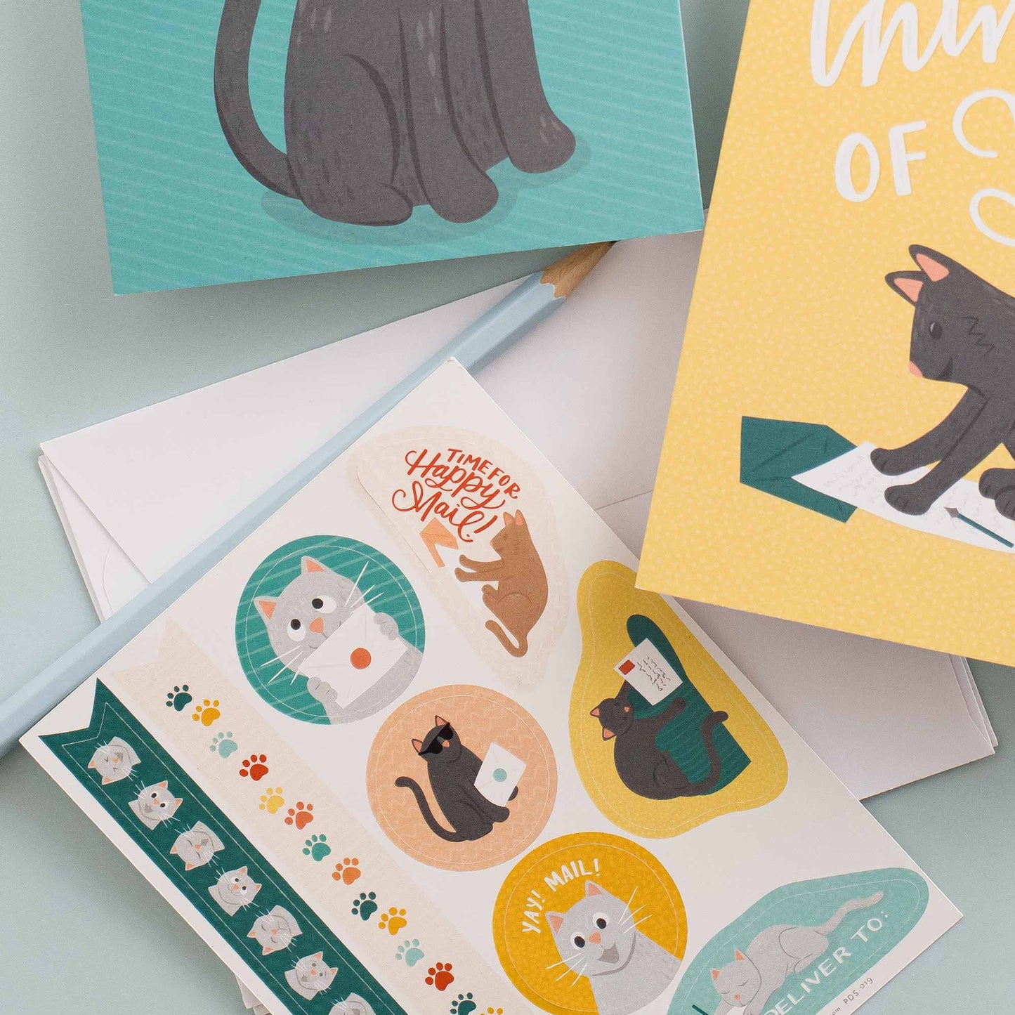 Cat Themed Stationery Set with Matching Stickers