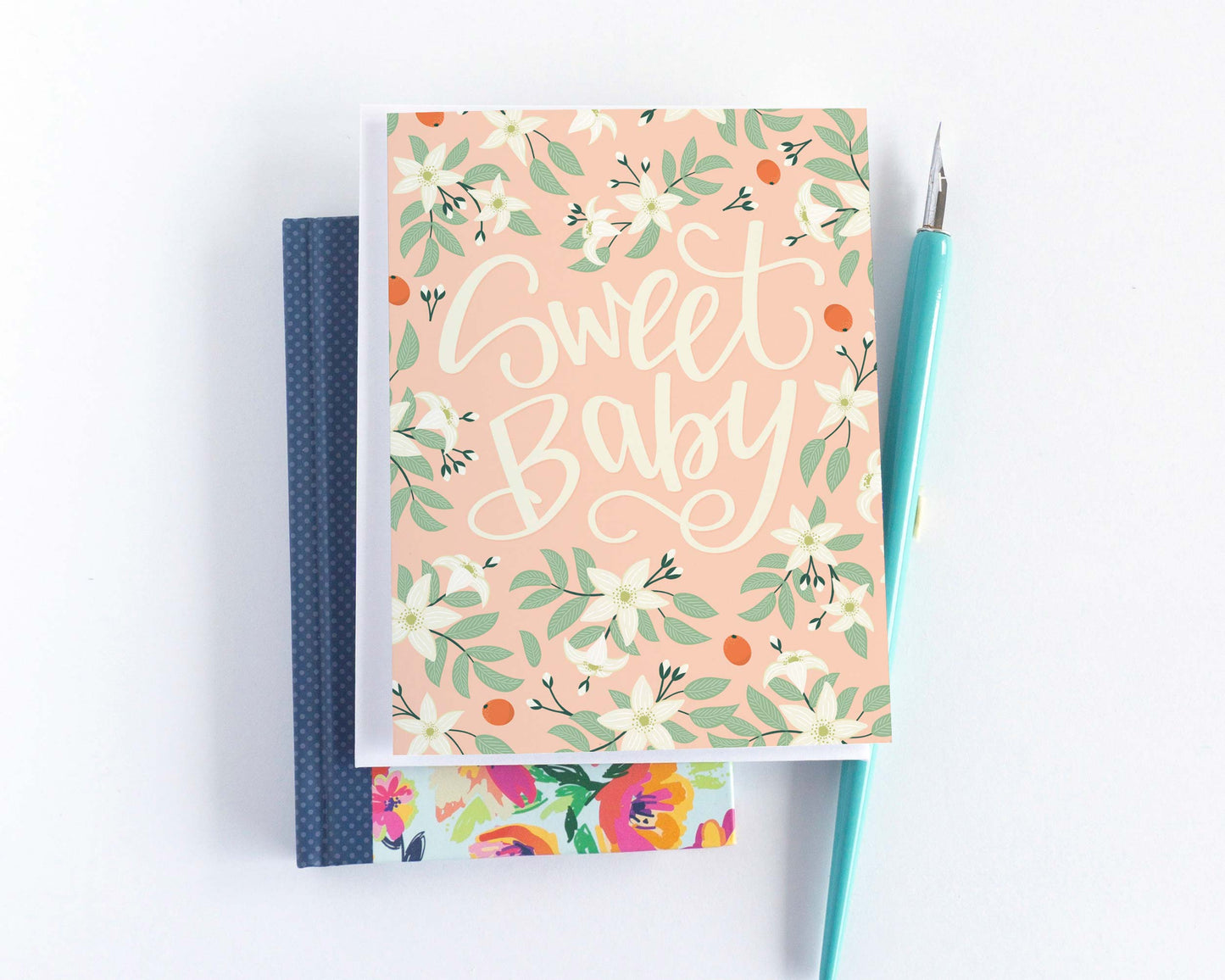 Sweet Baby Orange Blossom Baby Shower Card