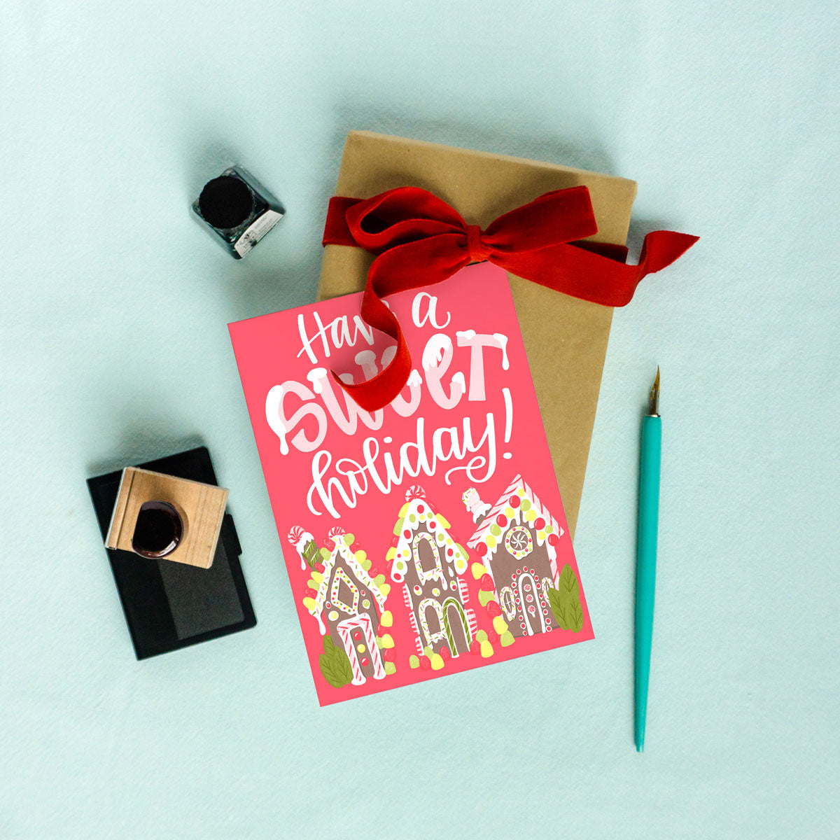 Have a Sweet Holiday Gingerbread House Christmas Card