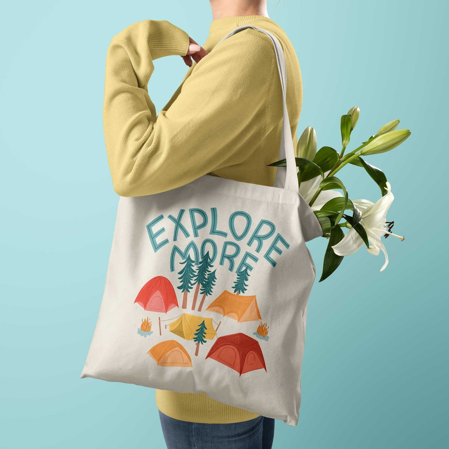 Camping Canvas Tote Bag