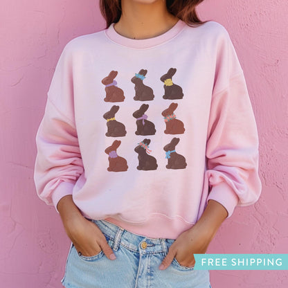 Chocolate Easter Bunny Sweatshirt - Pink