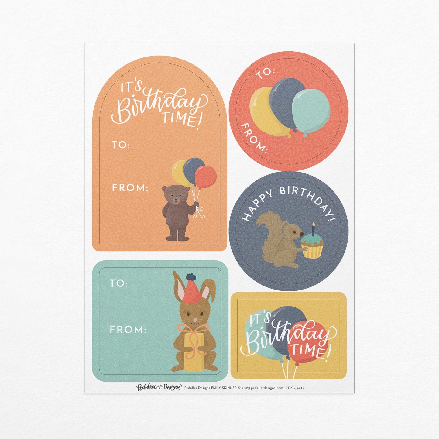 Woodland Birthday Gift Tag Sticker Sheet Set