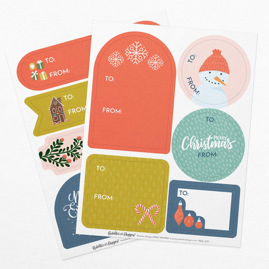 Christmas Gift Tag Sticker Sheet Set
