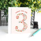 Floral Third Birthday Card