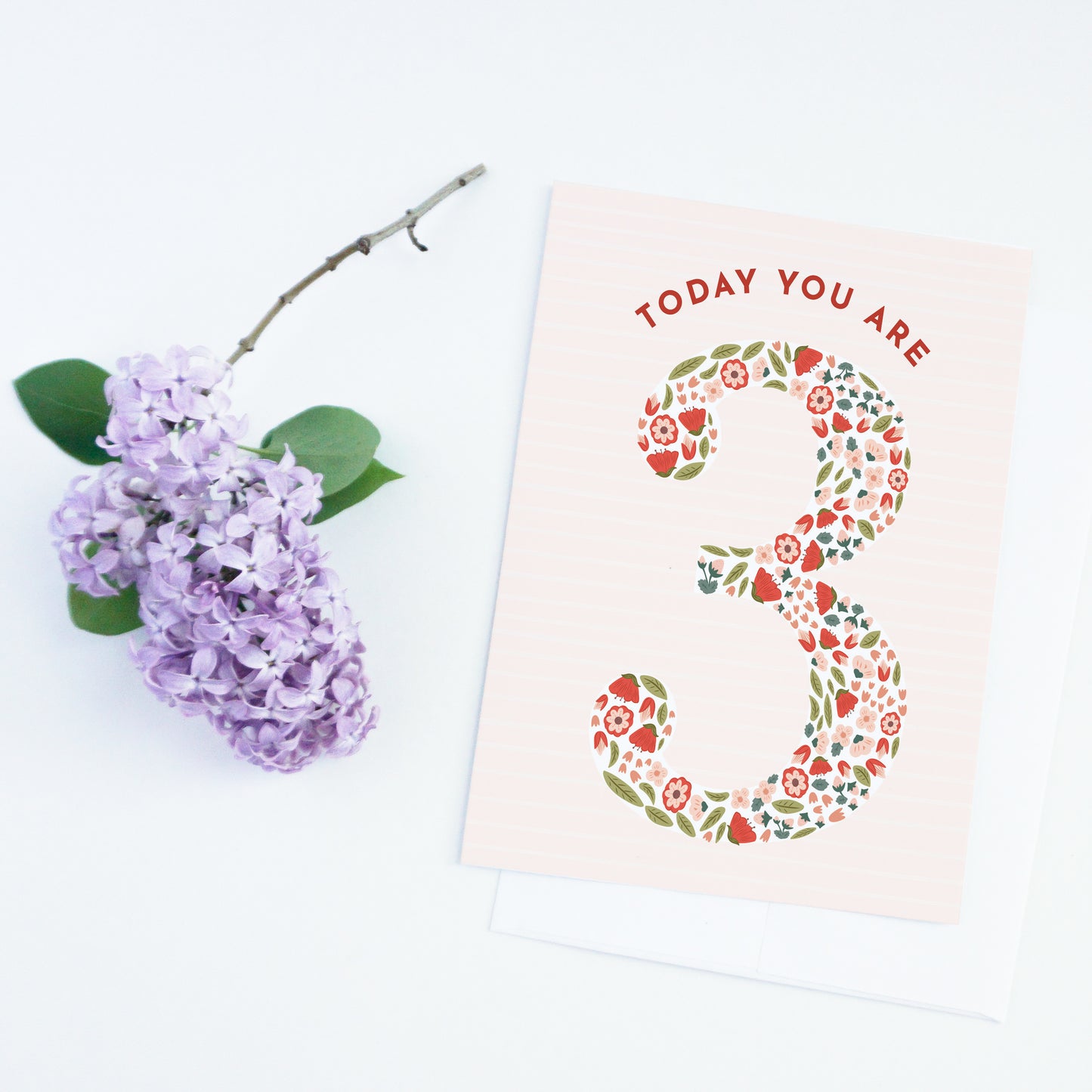 Floral Third Birthday Card