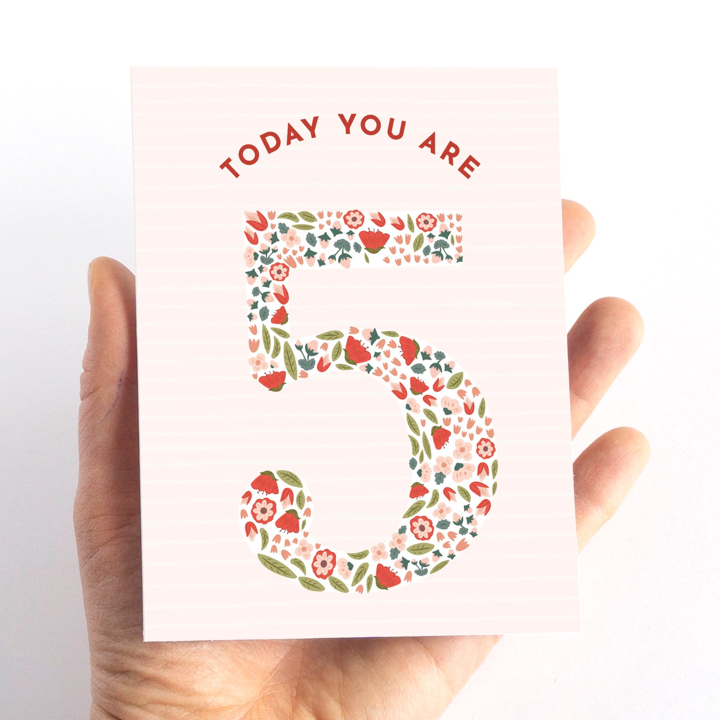 Floral Fifth Birthday Card