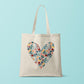 Floral Heart Canvas Tote Bag