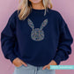 Flower Bunny Rabbit Sweatshirt - Navy