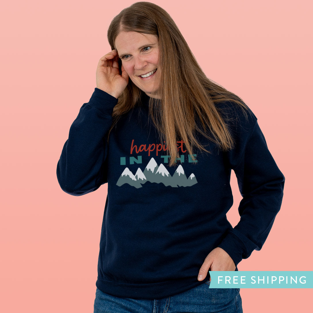 Happiest in the Mountains Camping Sweatshirt - Navy
