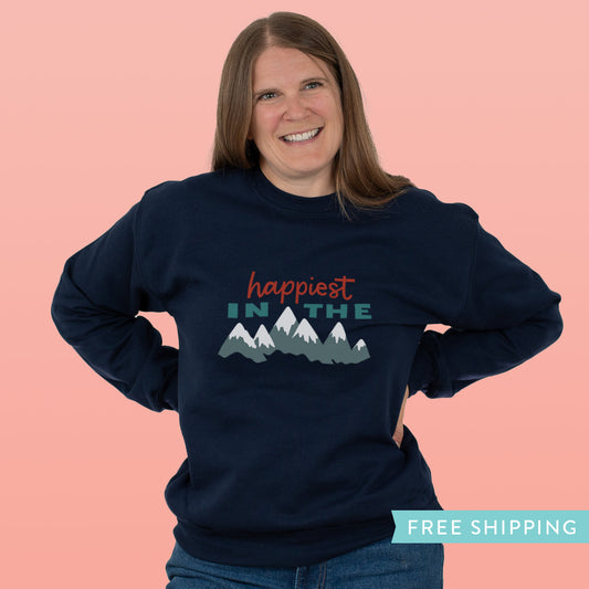 Happiest in the Mountains Camping Sweatshirt - Navy
