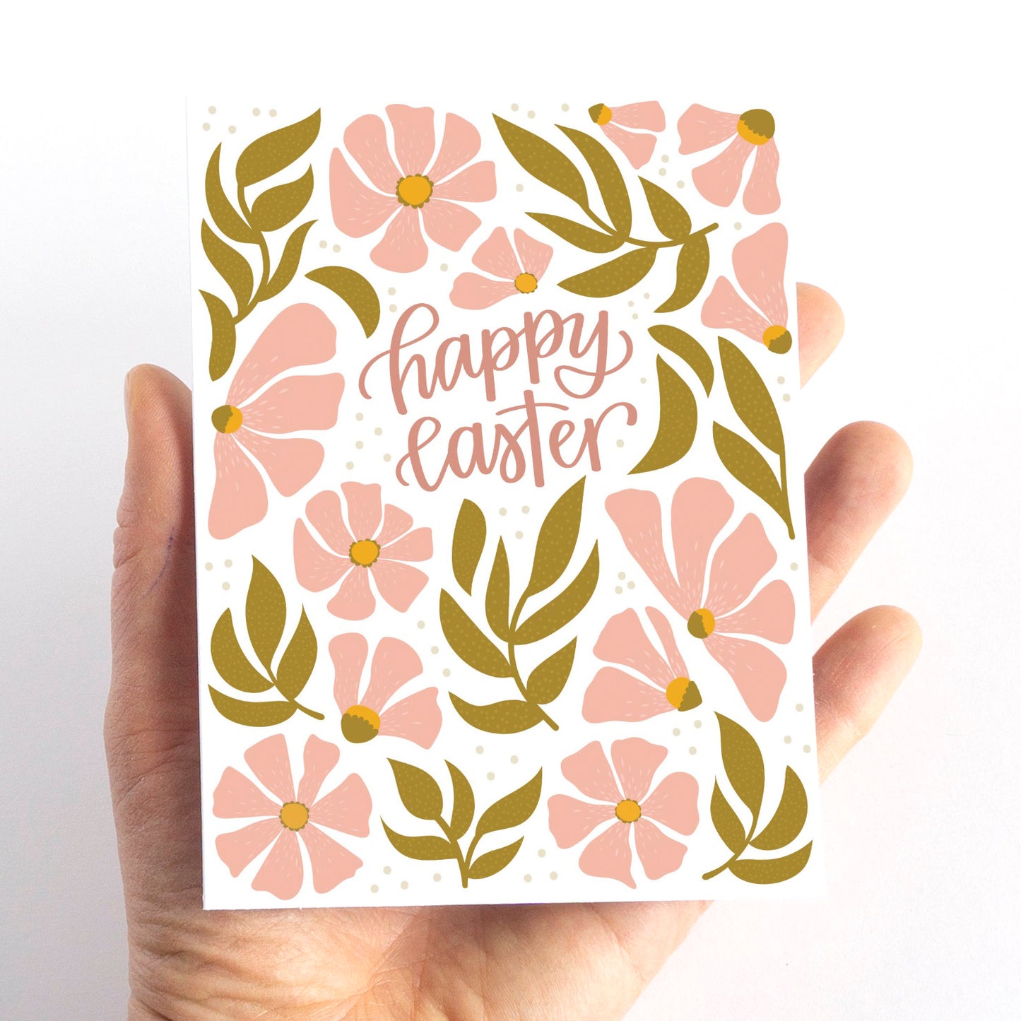 Pink Floral Happy Easter Card