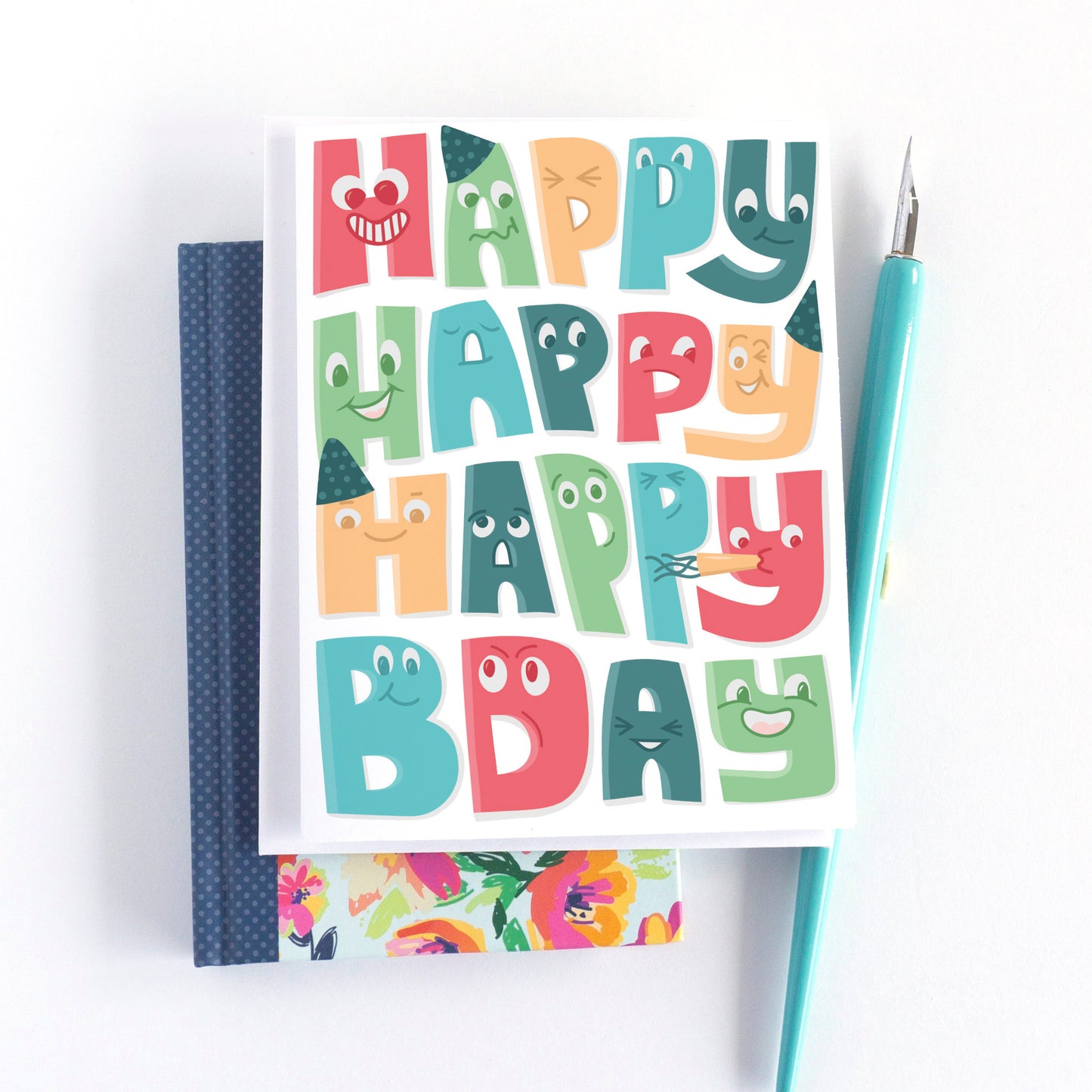 Cartoon Faces Children's Birthday Card