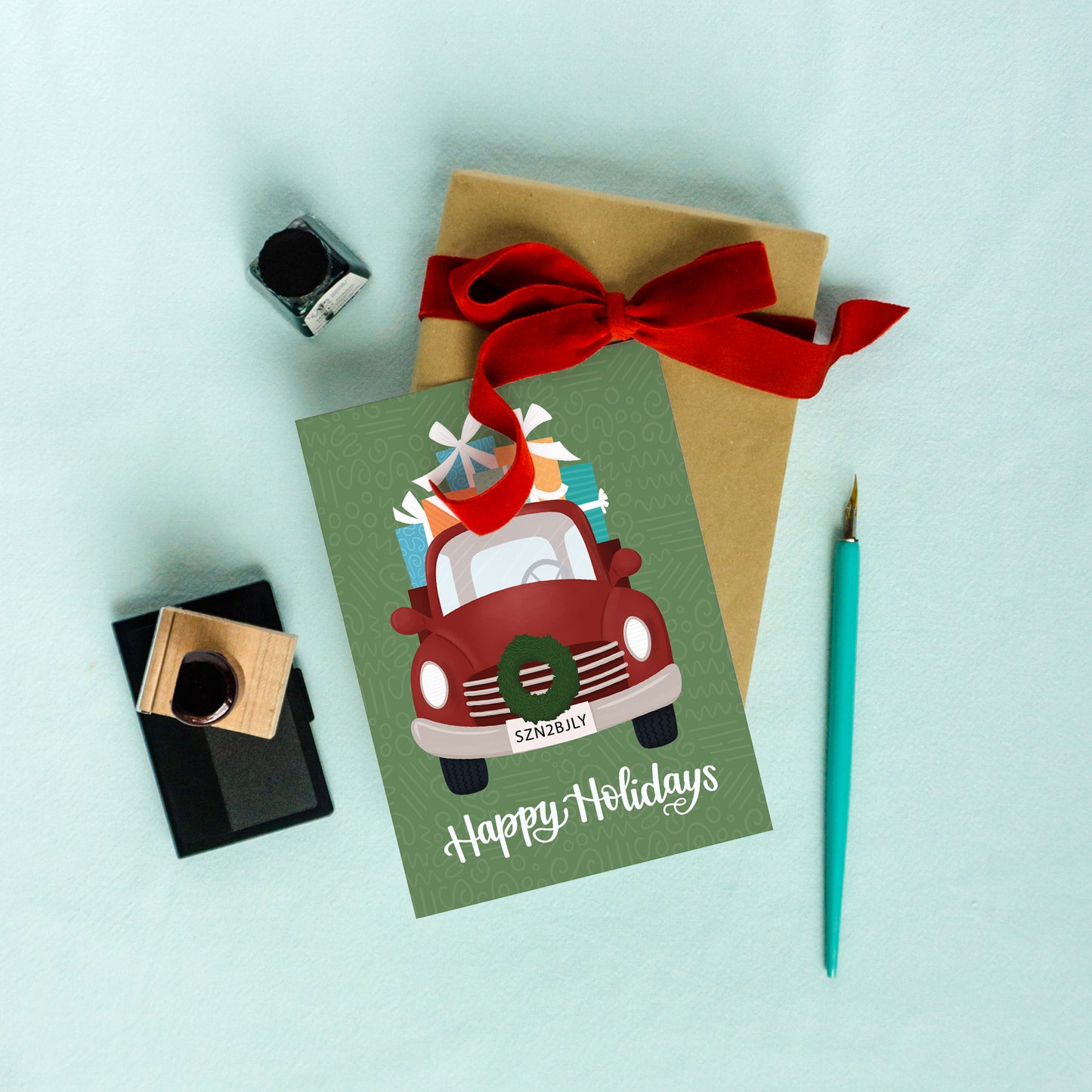 Happy Holidays Truck Christmas Card